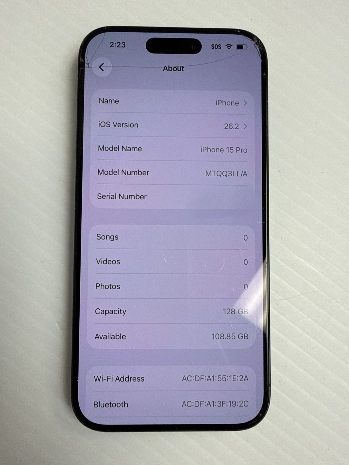 Apple iPhone 15 Pro A2848 128GB Blue Titanium READ CRACKED US Sprint/T-Mobile