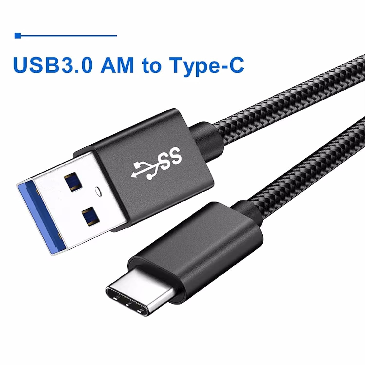 3FT Fast Charging USB-C to USB-A Cable Adapter for iPhone 17, 16, 15 Pro Max
