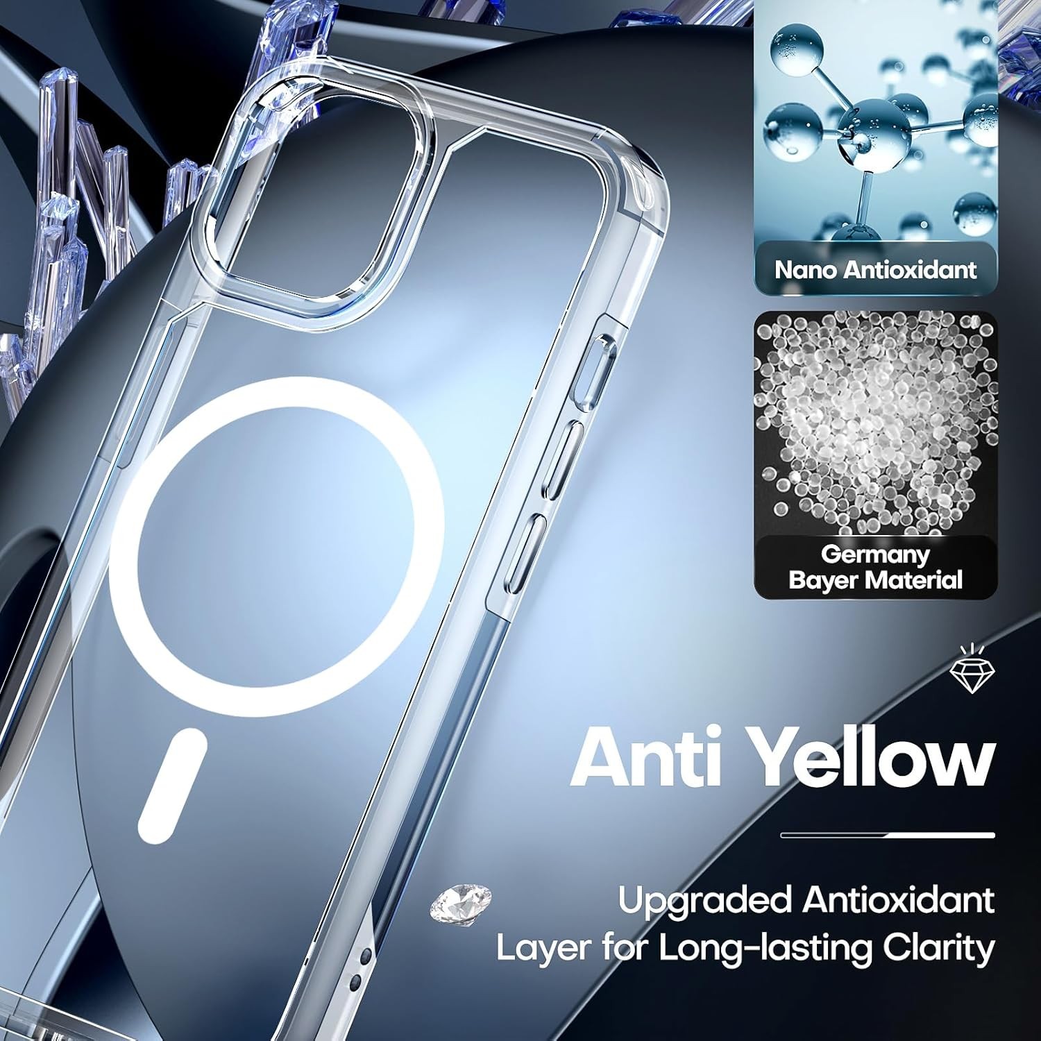 Magnetic Clear 2 in 1 Case for iPhone 14 Slim 6.1 Inch with Screen Protectors