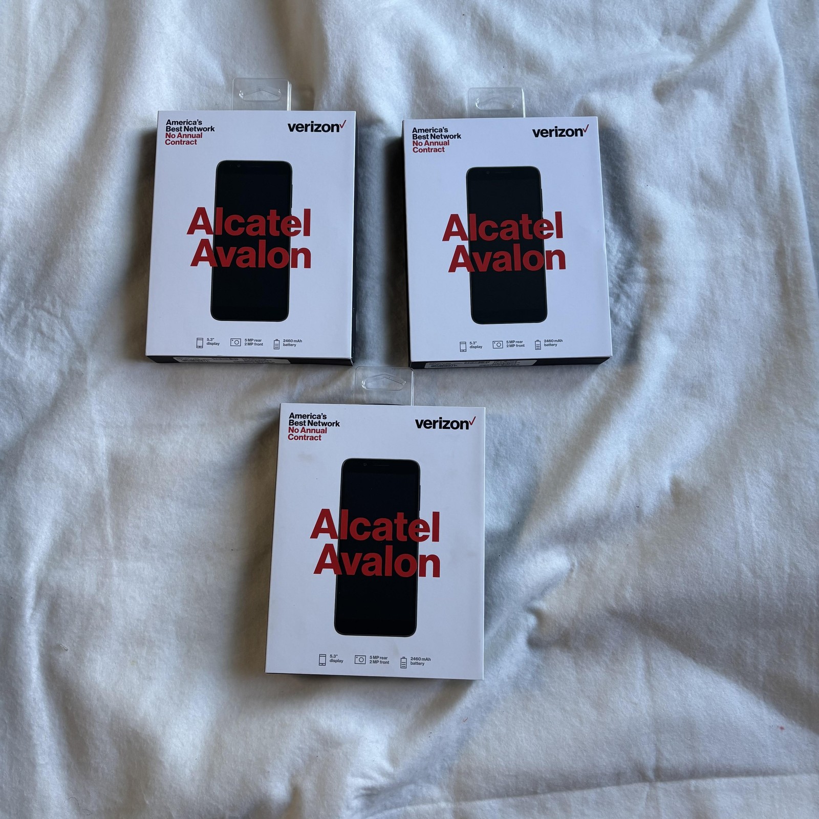 3 pk Alcatel Avalon Verizon Prepaid Smartphone 16GB Gray 5.3in New 4G LTE Phone