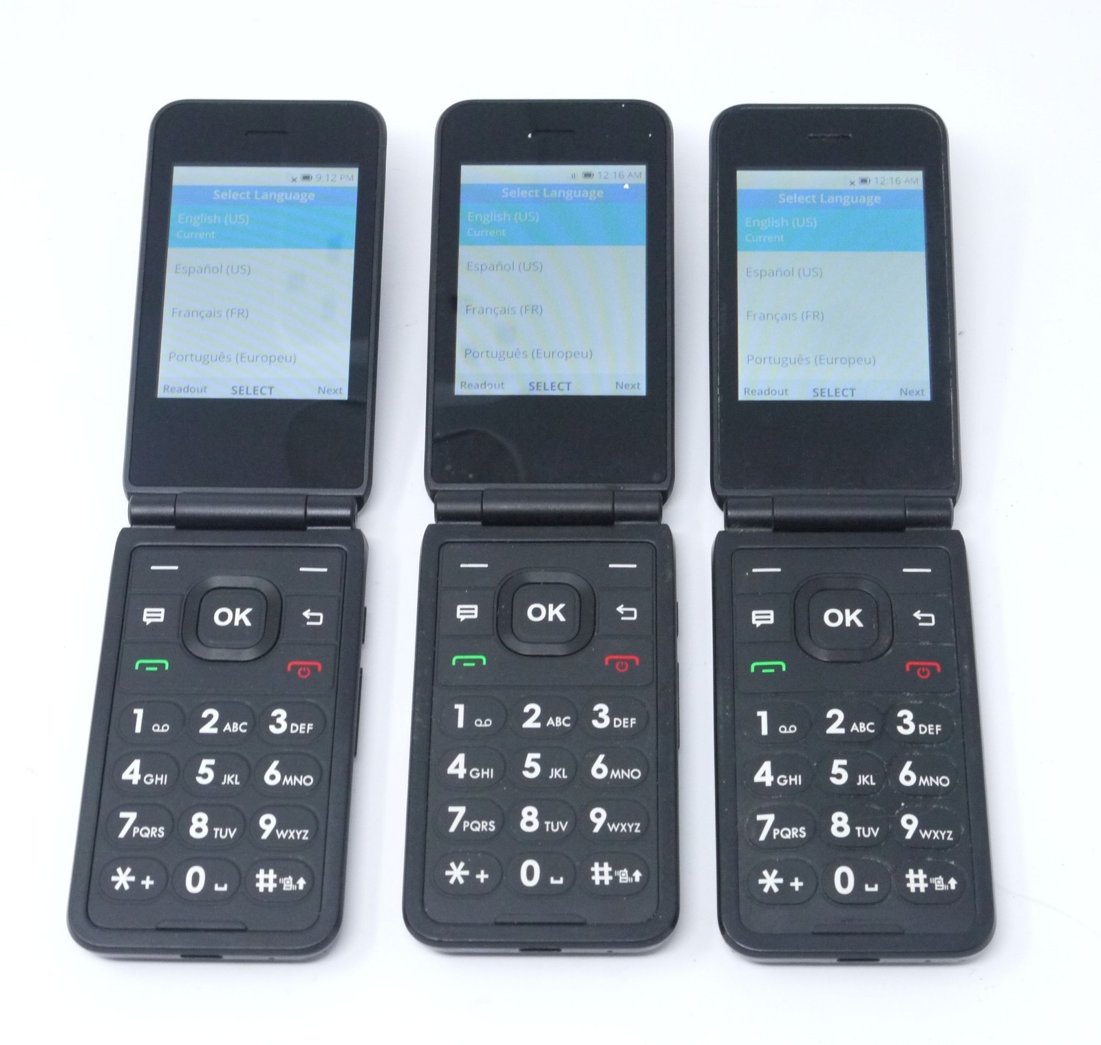 Lot of 3 Working AT&T Cingular Flex 2 U1030AA Prepaid 4G LTE Flip Phones