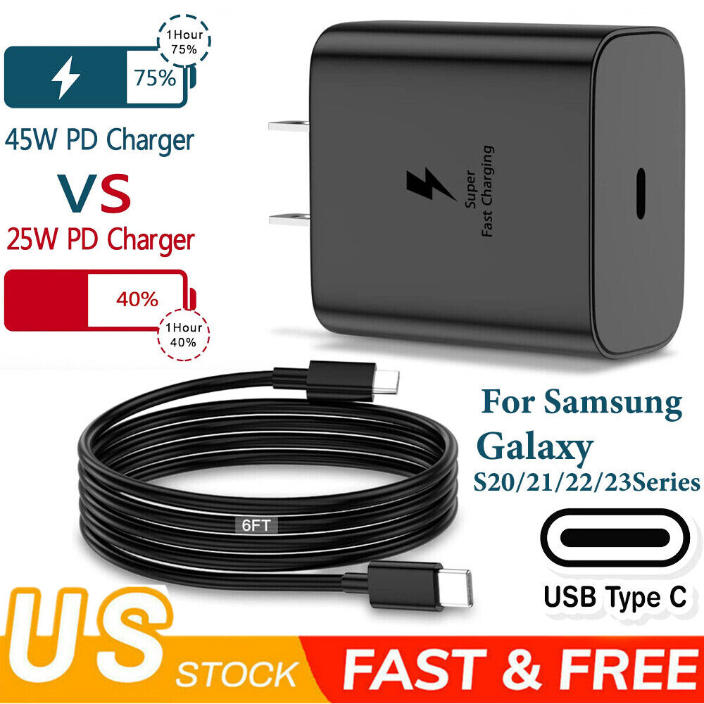 6FT Cable & 45W Fast Charging Type C Wall Charger For Samsung Galaxy S21 S22 S23