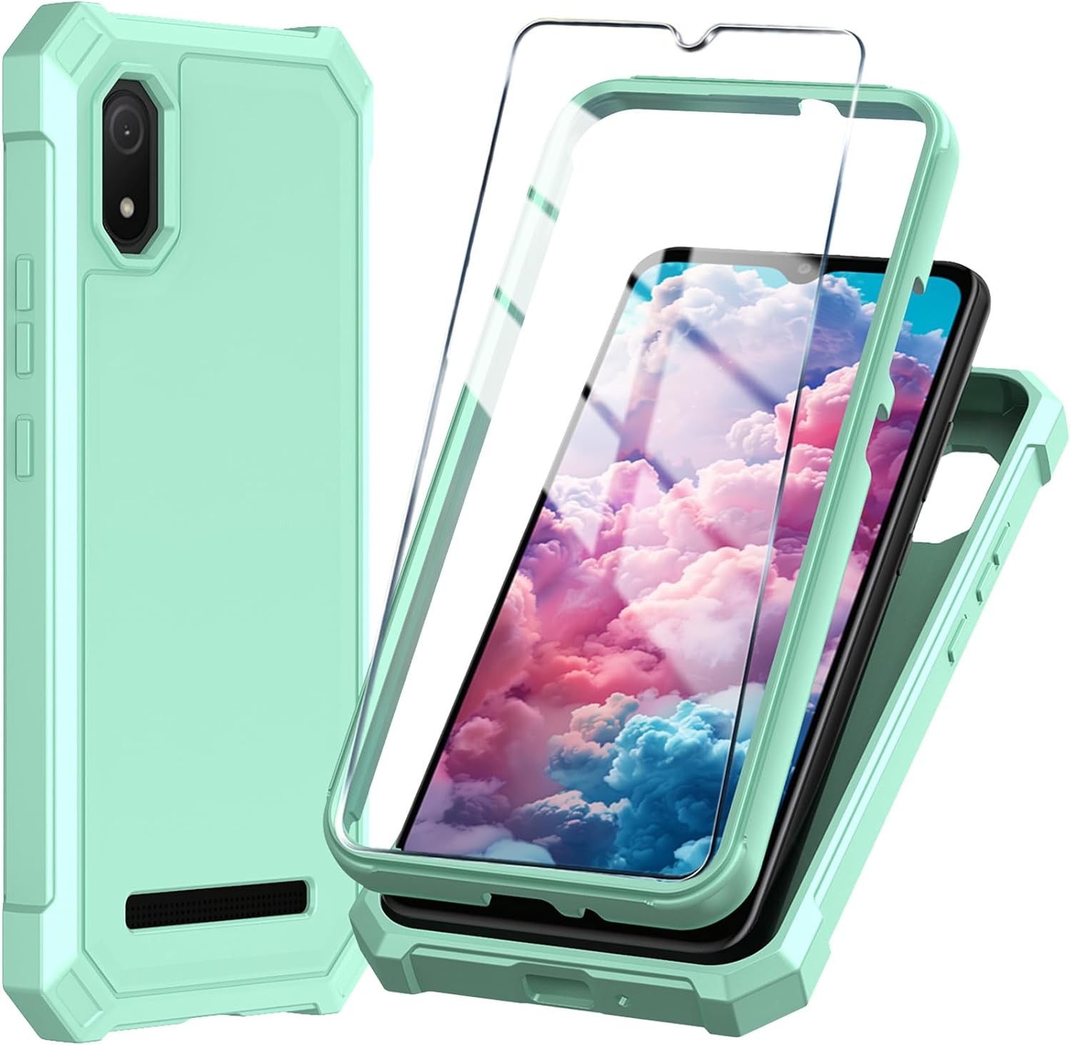 Cloud Mobile Stratus C8 Phone Case with Tempered Glass Screen Protector, Green