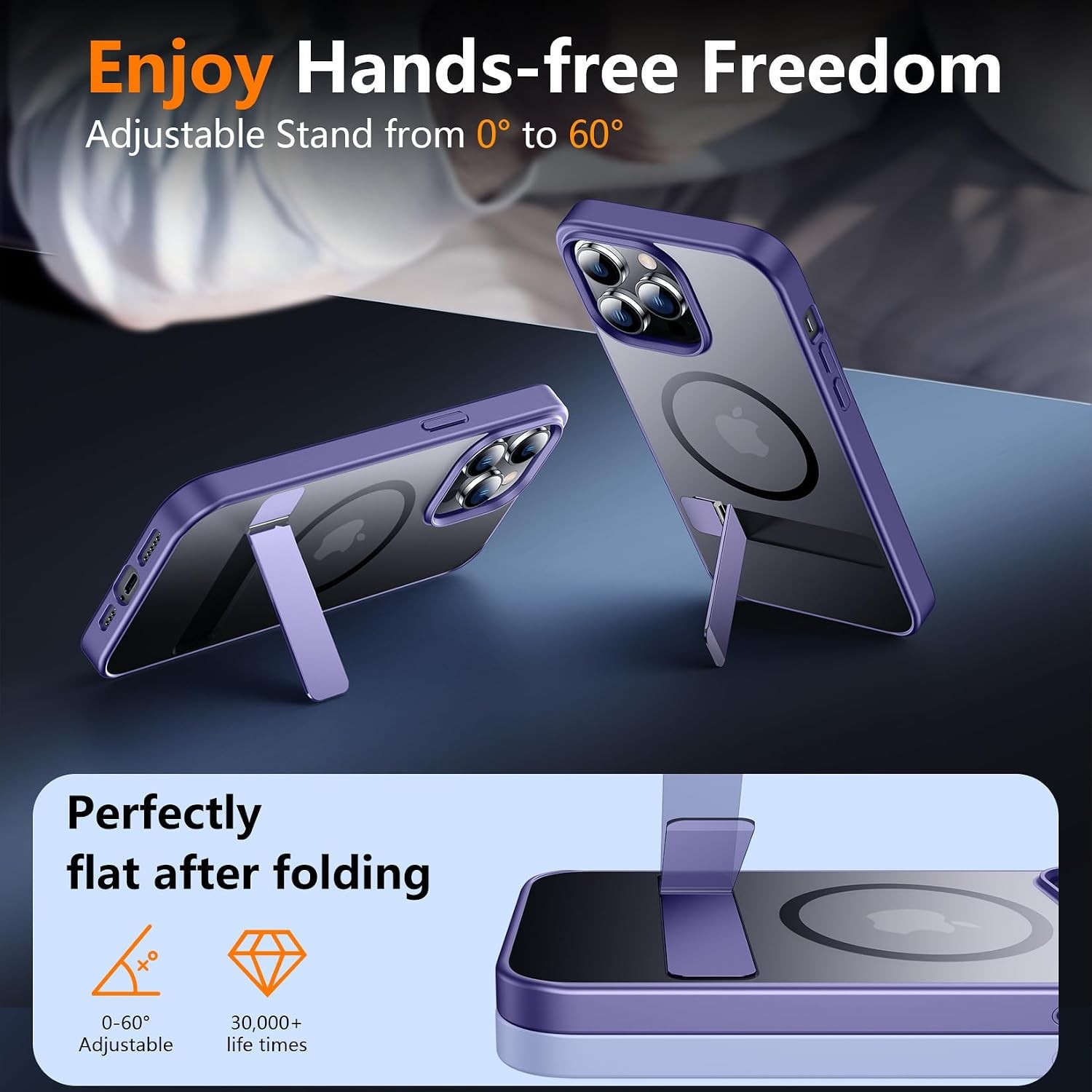 Magnetic for iPhone 13 Pro Case, with 2Pcs Tempered Glass Screen Protector, Dark