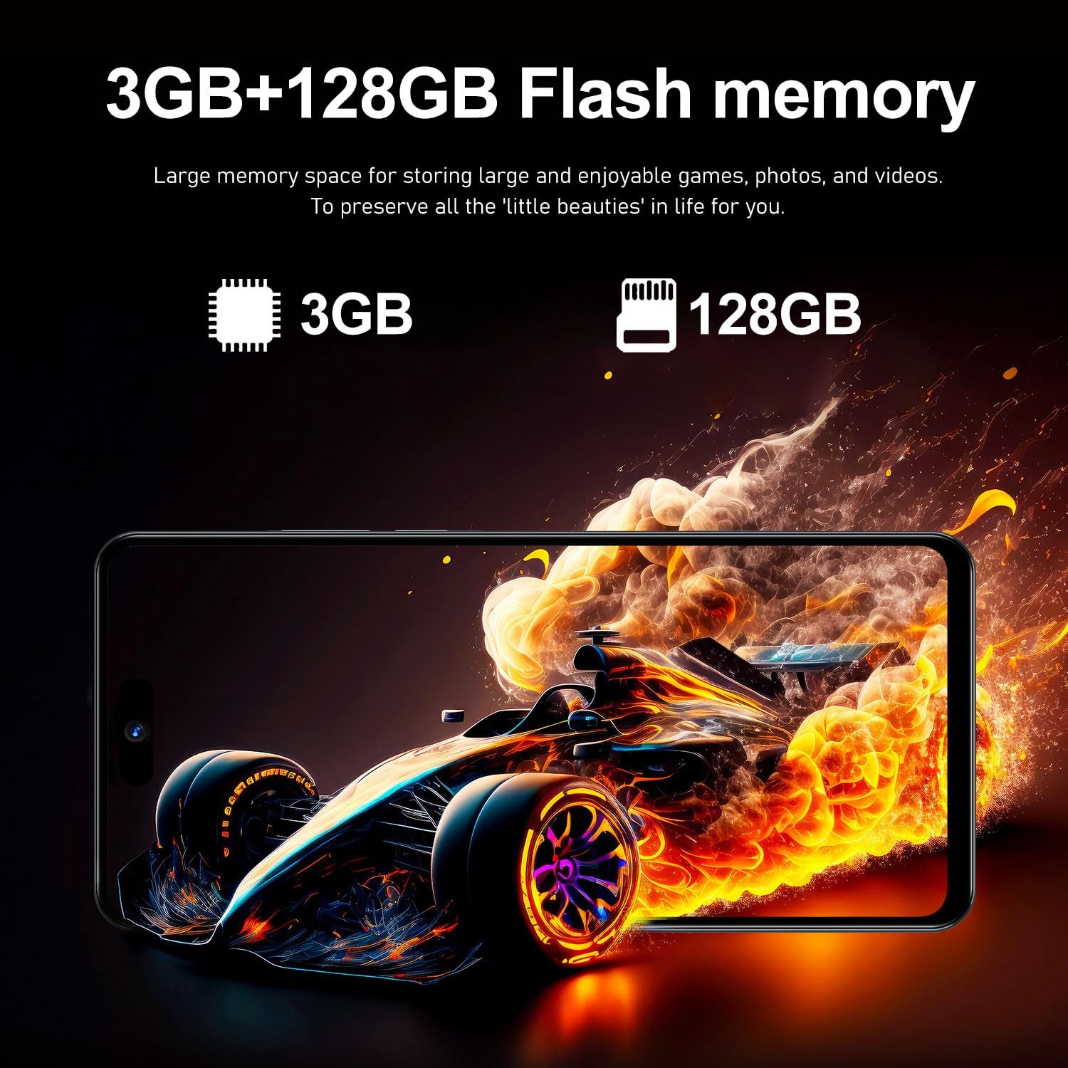 4G Lte Android , 3GB + 128GB memory, 6.56inch HD Display, Dual-SIM Unlocked c…
