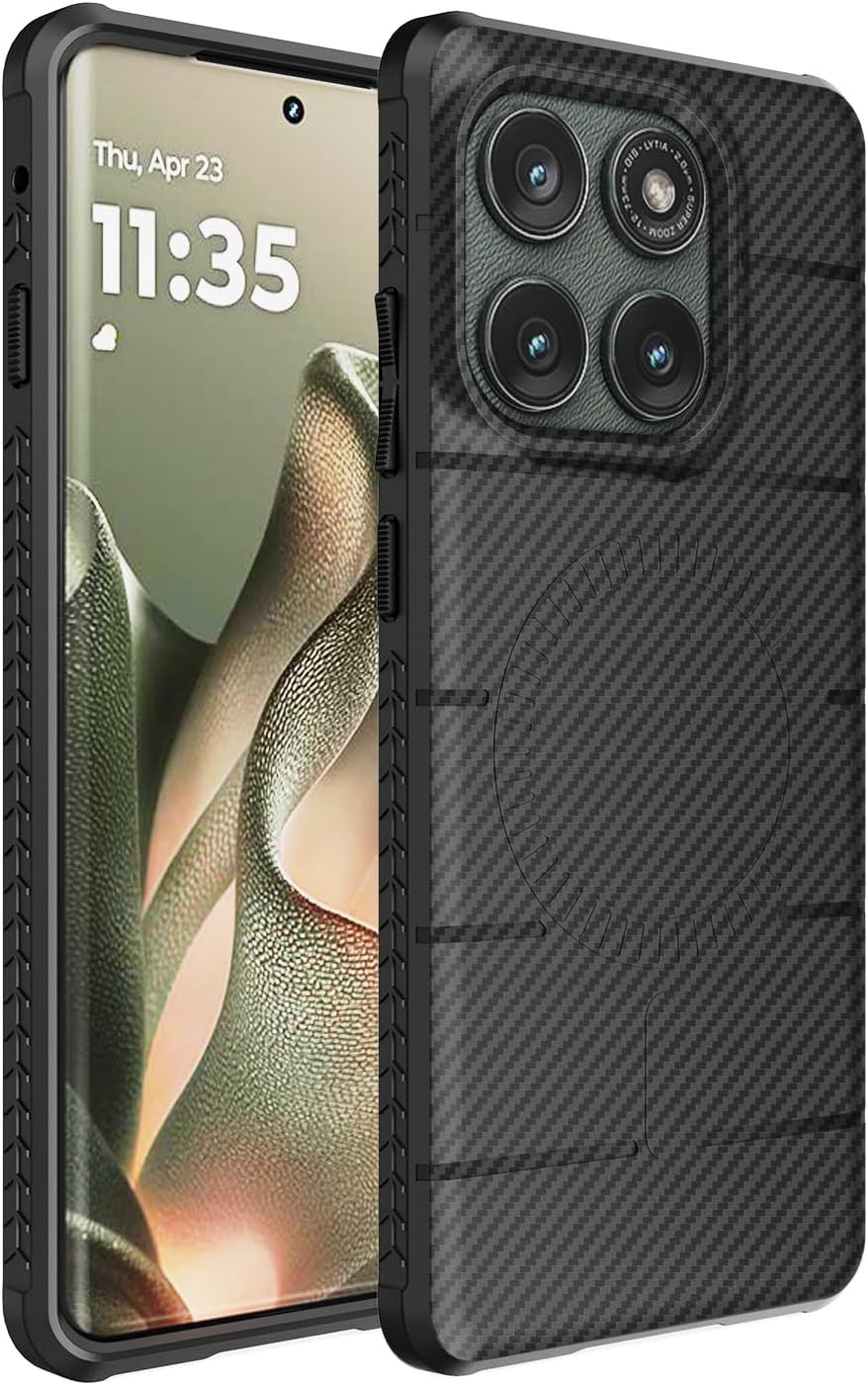 Flex Series for Motorola Edge 2025 Phone Case – Black Carbon Fiber Design