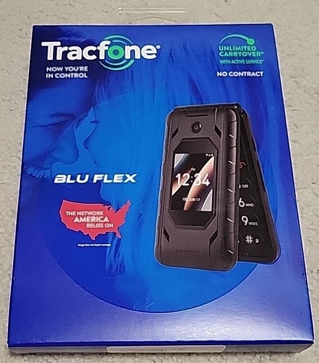 TRACFONE BLU Flex 8GB, Black, Flip Phone; SIM not Included, NEW Open Box