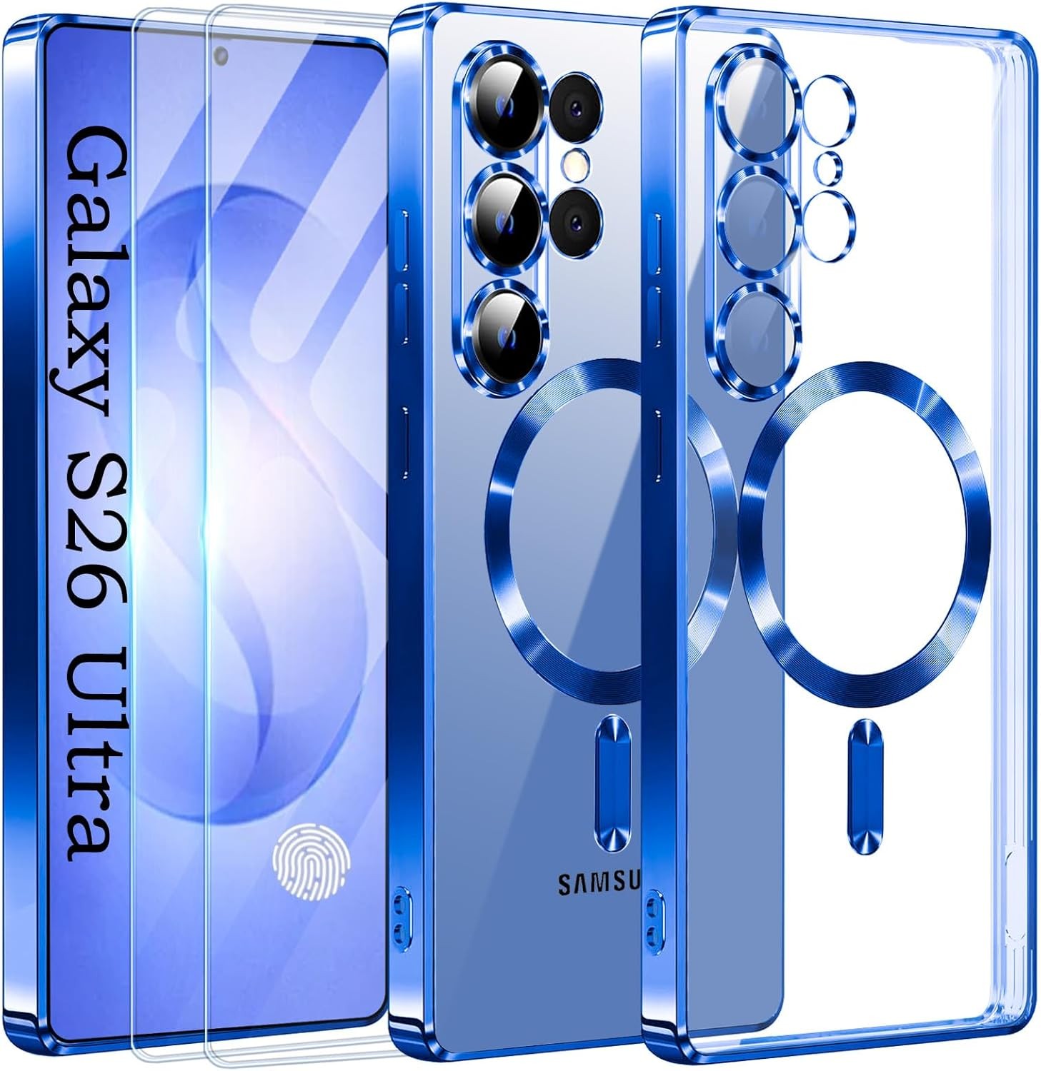 Official Titanium Case for Samsung Galaxy S26 Ultra with 2 Screen Protector, Blu