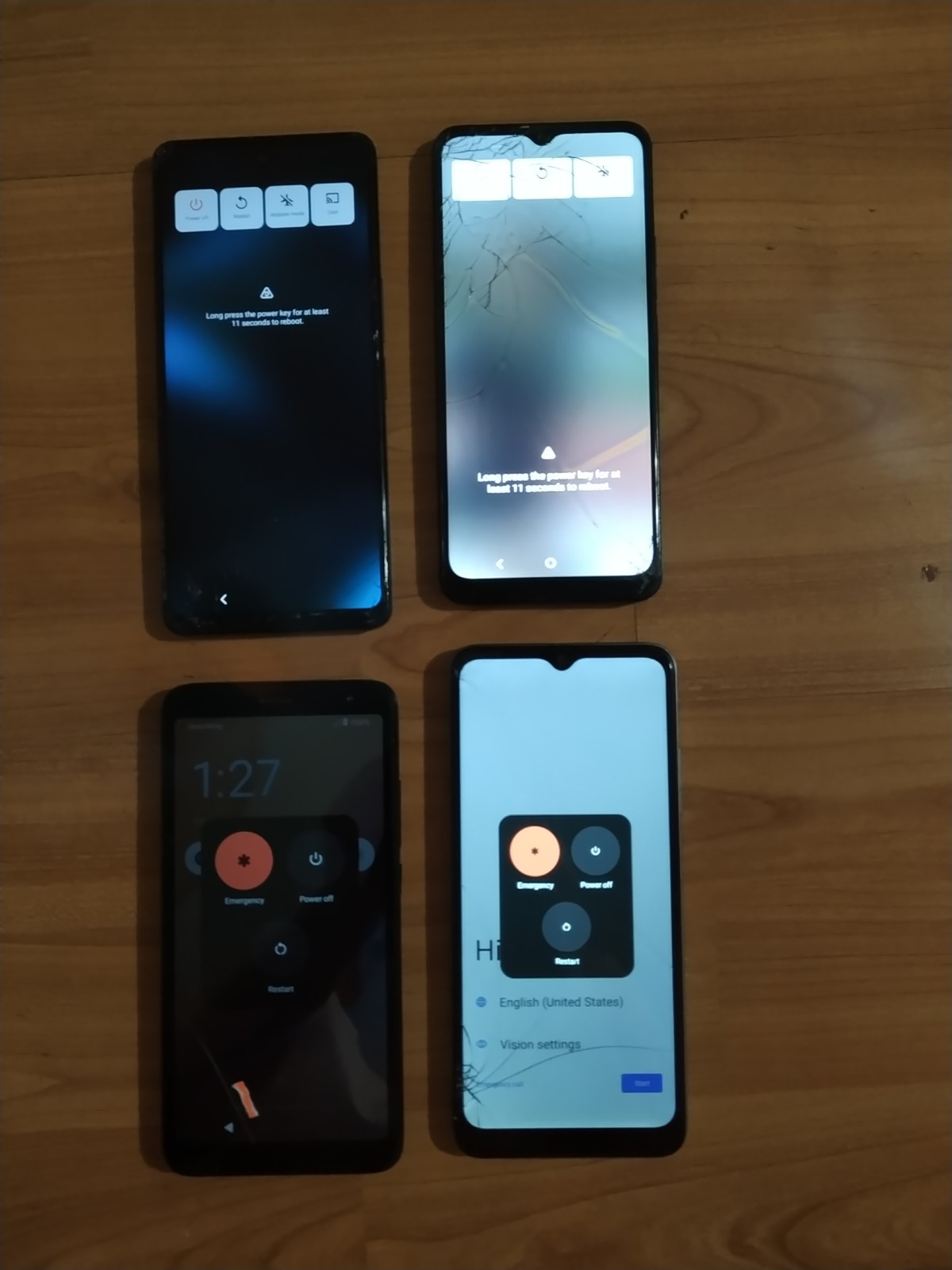 Lot of 4 Mixed model T-Mobile TCL Smartphone For part