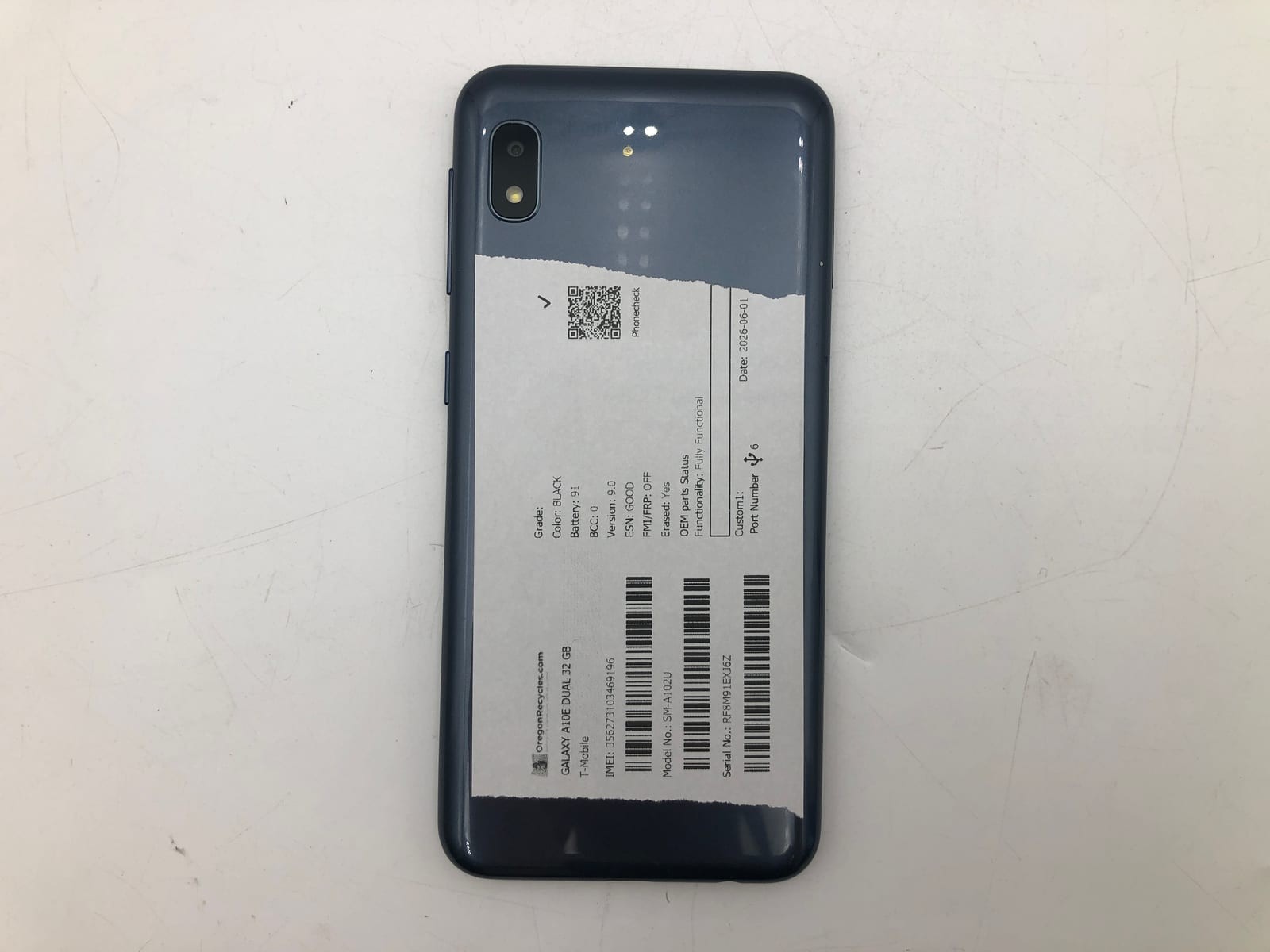 Samsung Galaxy A10e Dual 32GB Black T-Mobile SM-A102U Android Smartphone Tested