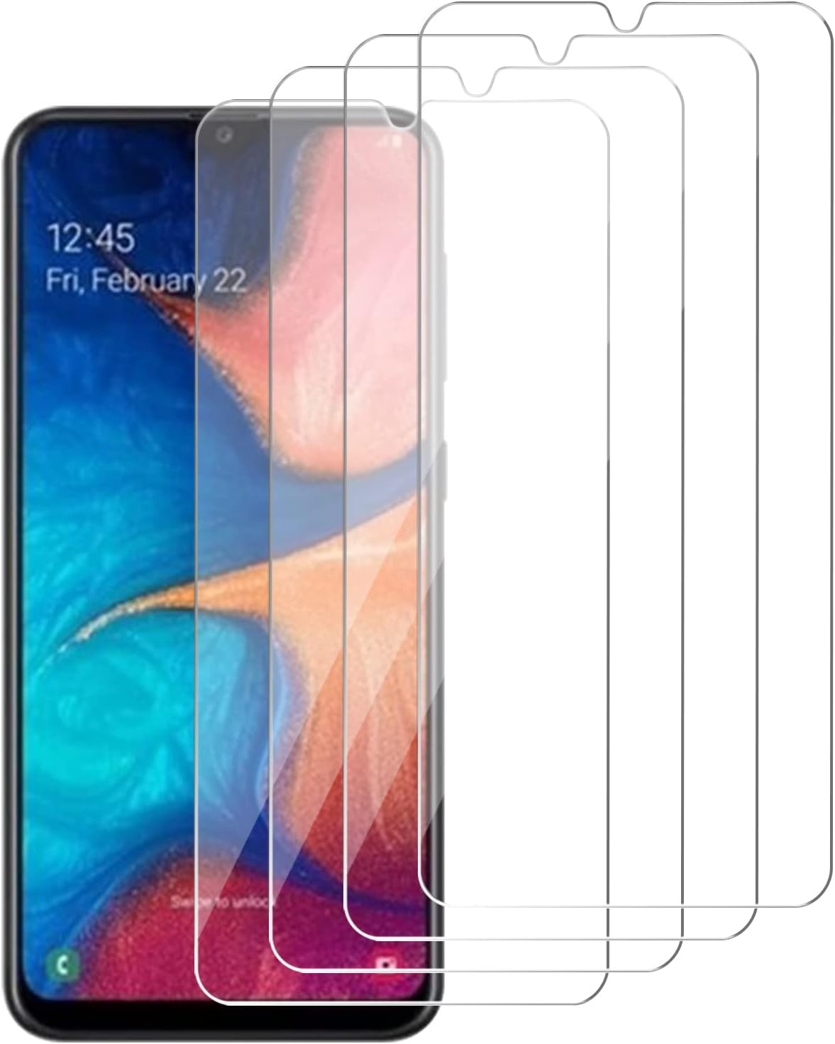 4PCS Glass Screen Protector for Samsung Galaxy A20 9H Hardness Scratch Resistant