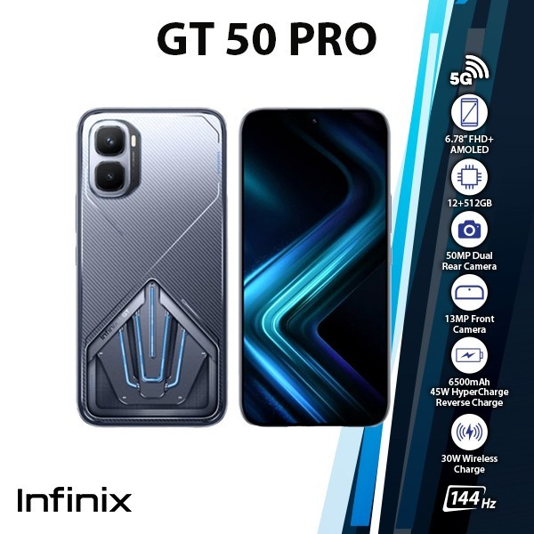 Infinix GT 50 Pro 5G Android Cell Phone (SILVER/12GB+512GB/Dual SIM/Unlocked)