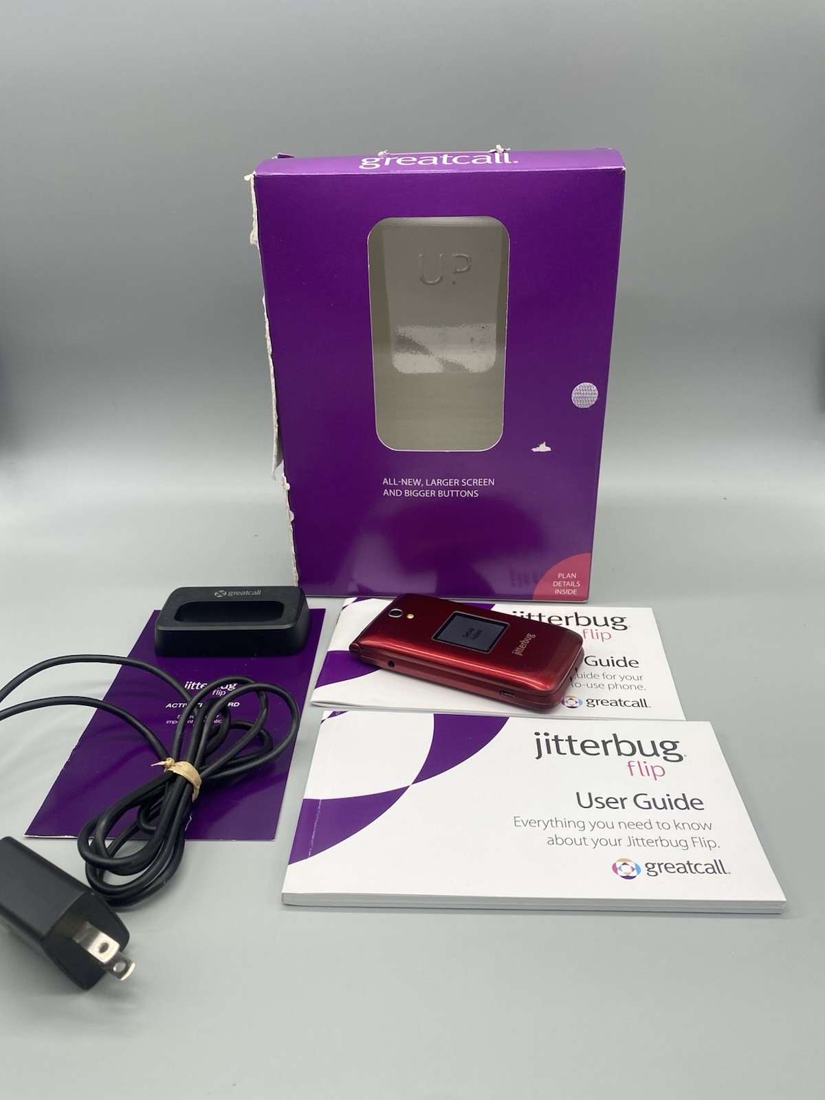 GreatCall Jitterbug Flip Easy-to-Use Cell Phone – RED – Read W/ Box