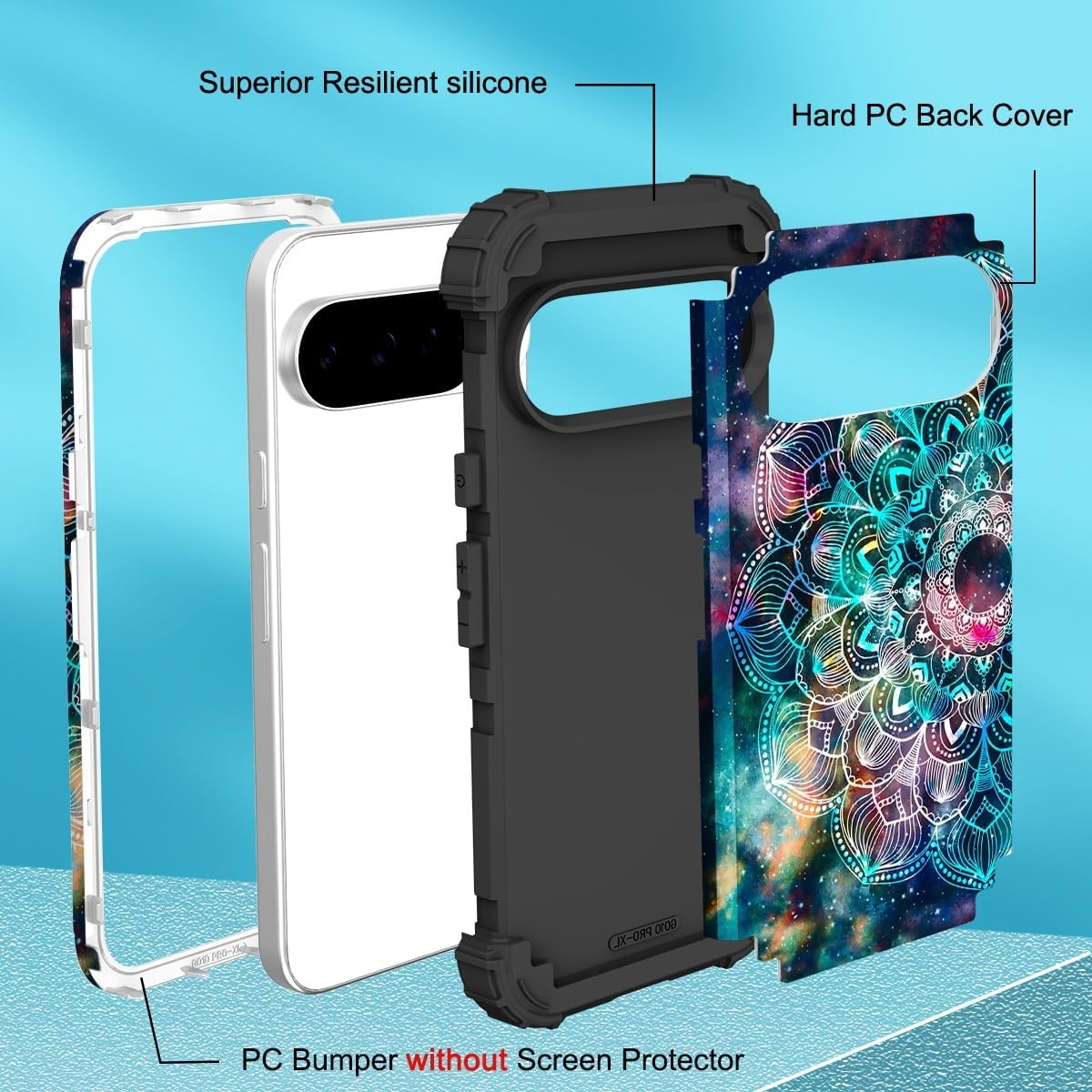 Google Pixel 10 Pro XL Case, Shockproof Heavy Duty Protection Hard Plastic+Silic