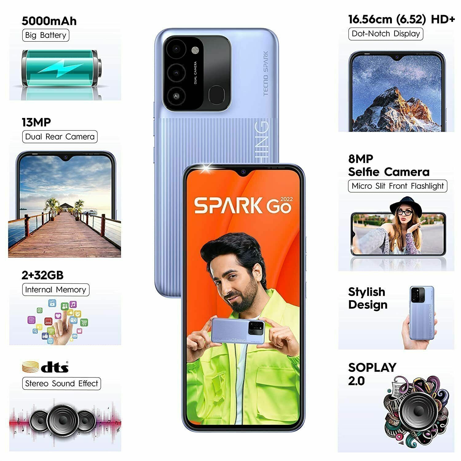 Tecno Spark Go 2022 2 32GB 5000mAh Battery 6.52″ HD Display 13MP Unlocked