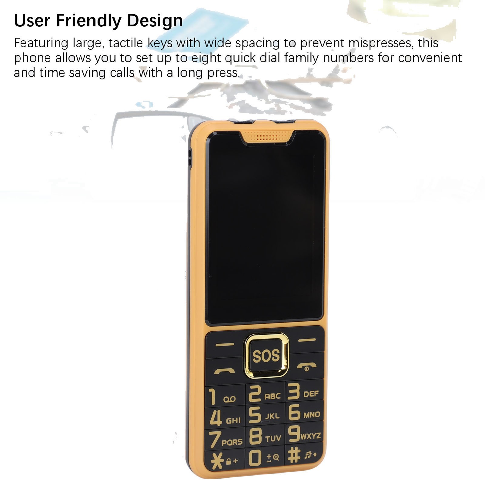 Big Key Phone Ultra Thin 2.6in 2 Flashlight BT 0.3MP Camera Voice Announcement