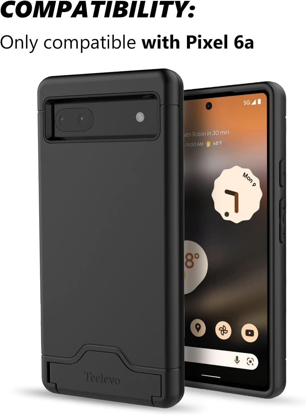 Wallet Case for Google Pixel 6a, Dual Layer with Card Slot Holder and Kickstand
