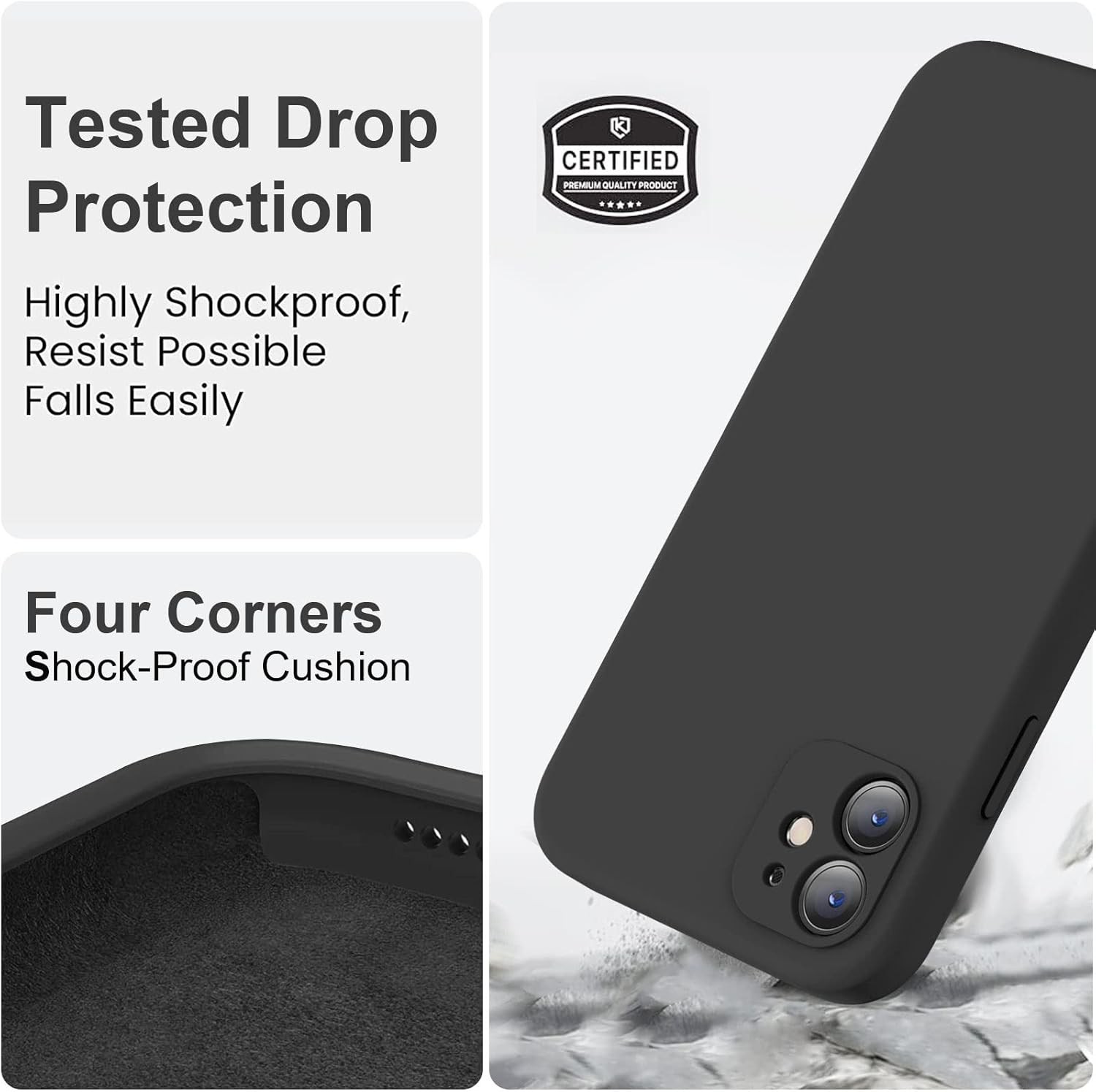 iPhone 11 Case, Upgraded Liquid Silicone with Flat Edges and Camera Protection –