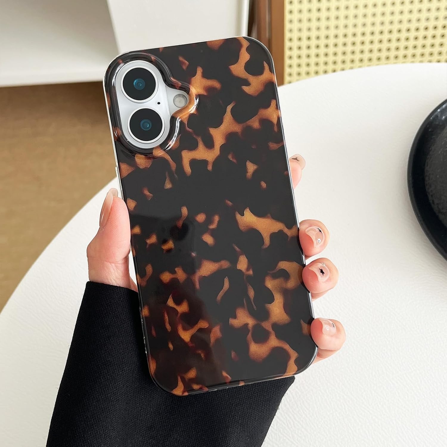 Cute Phone Case for iPhone 17 Case Tortoise Shell Retro Amber Leopard Pattern