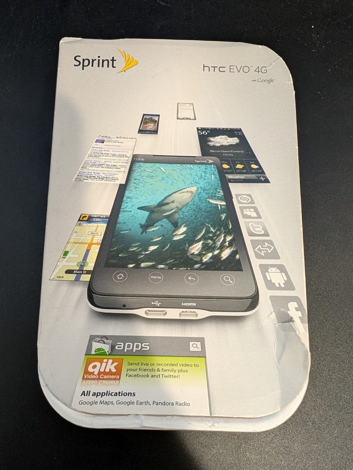 HTC EVO 4G Sprint PCS White Google Android Smartphone Bluetooth PC36100
