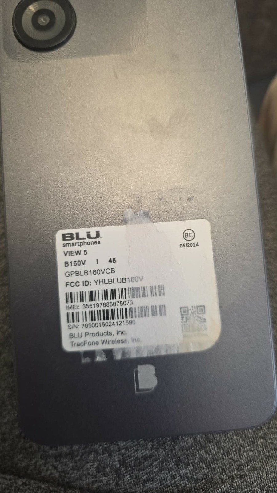 Blu View 5 Pro Smartphone 64GB Gray, TracFone, Prepaid