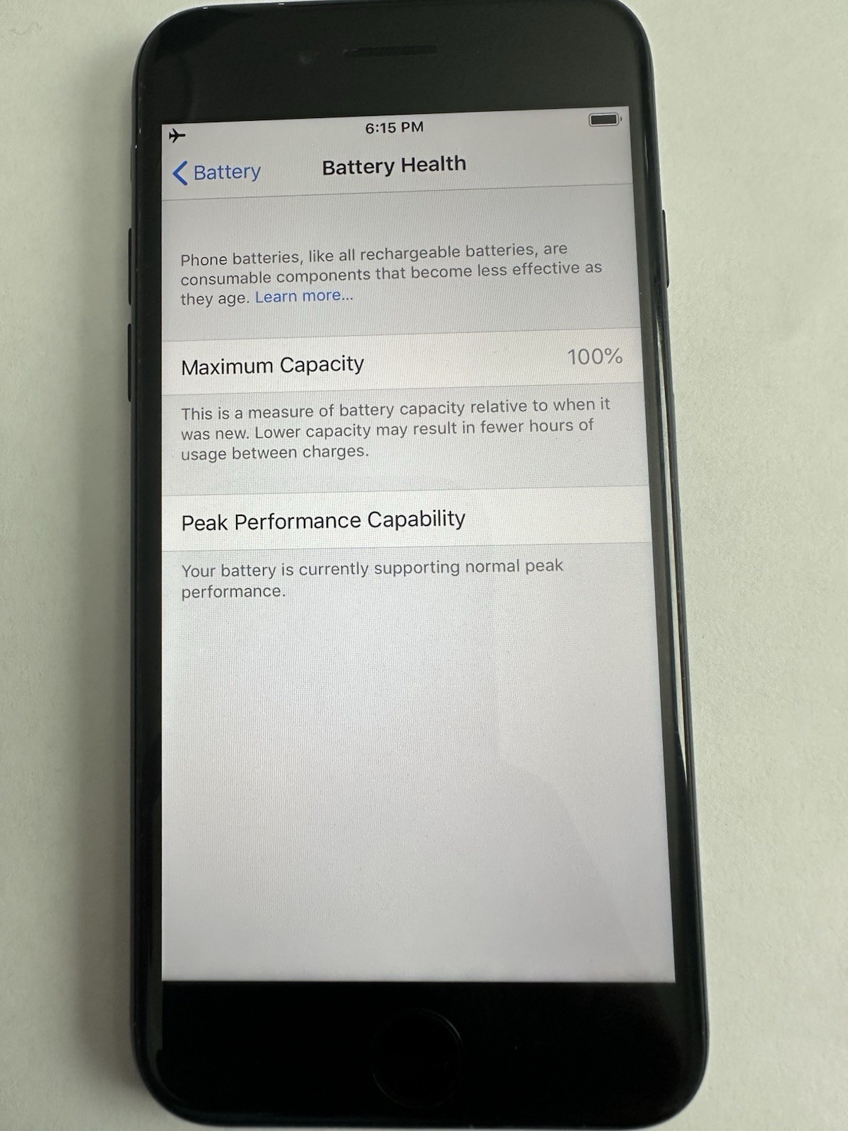 A1660 Apple iPhone 7 32GB Black 100 percent original battery IOS 12