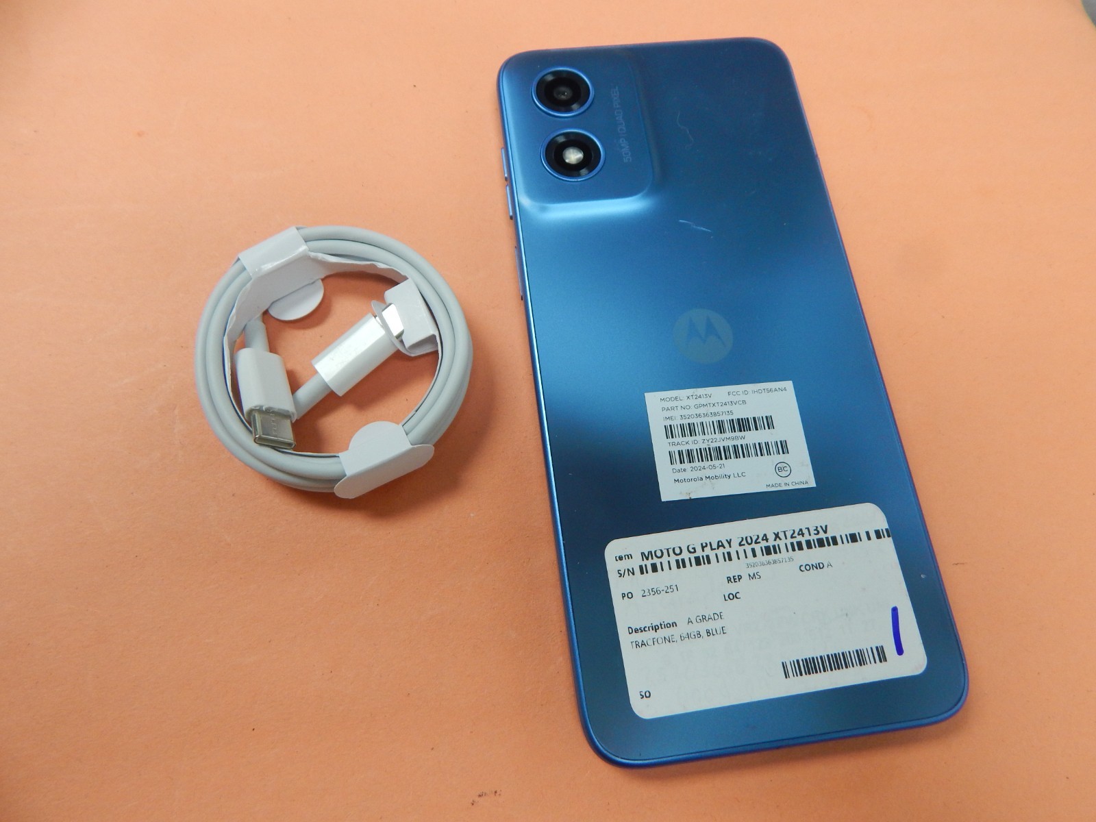 Motorola Moto G PLAY 2024 XT2413V 32G (TRACFONE) BLUE FREE BUNDLE & SHIPPING
