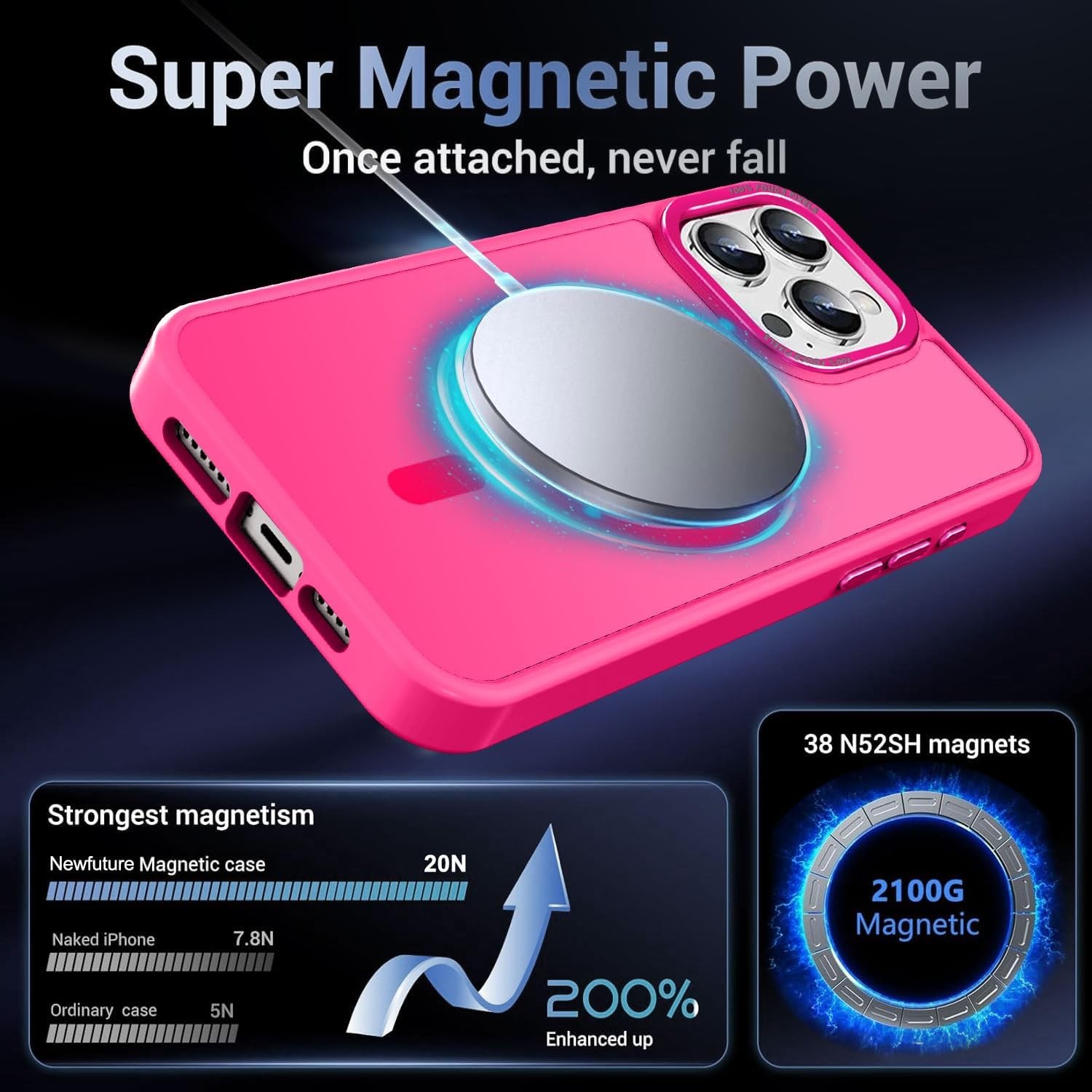 Upgraded Magnetic for iPhone 15 Pro Max Case, Slim Translucent Phone Case Cover