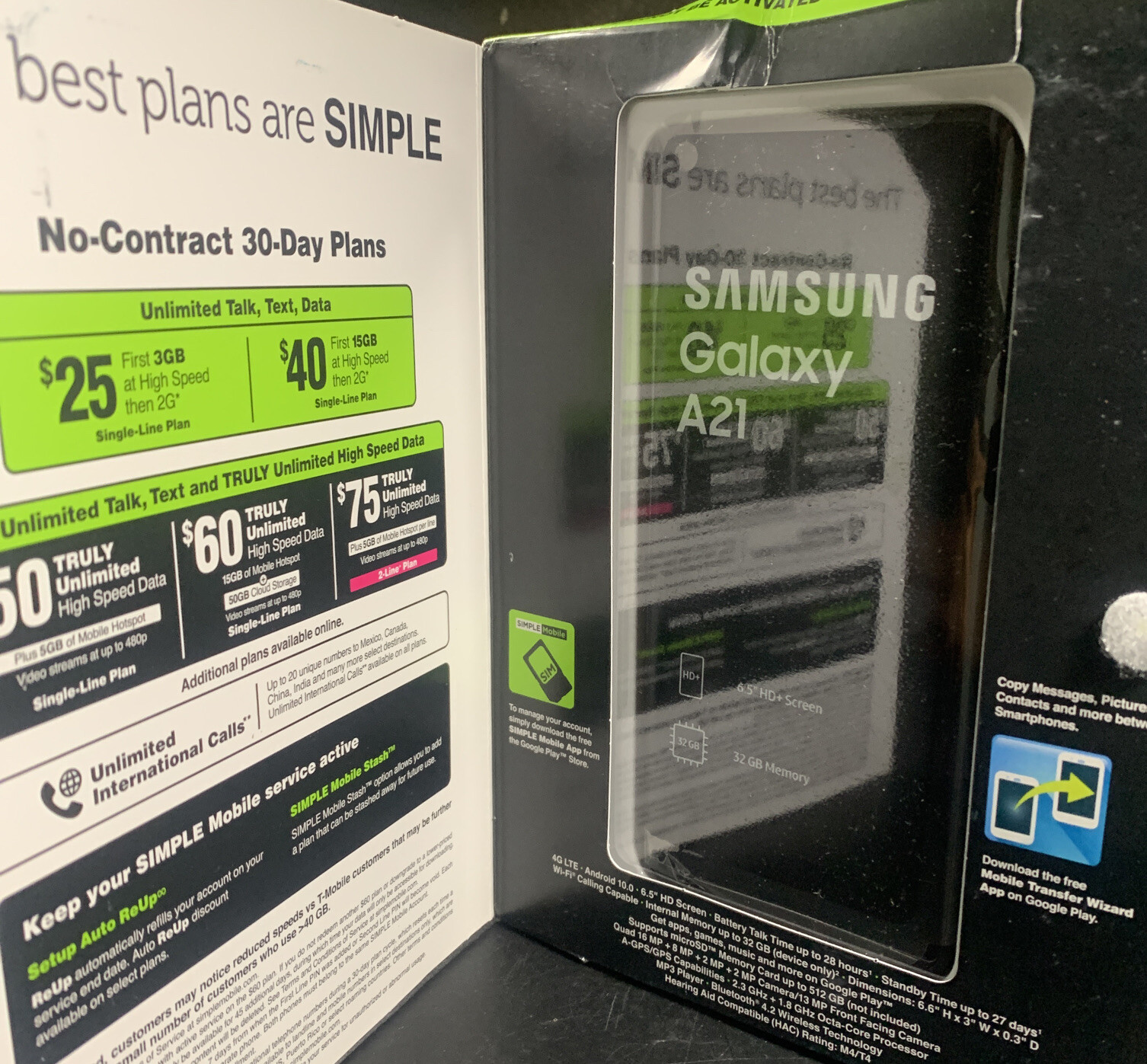 ⚡️Simple Mobile Samsung Galaxy A21 32GB 6.5″ (Black) 🆕 No Sim Card Included⚠️