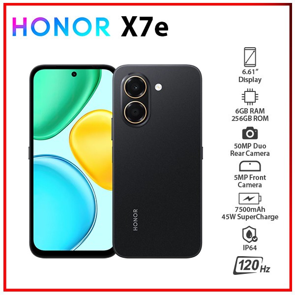 HONOR X7e 6GB+256GB BLACK Dual SIM Octa Core Unlocked Android Cell Phone