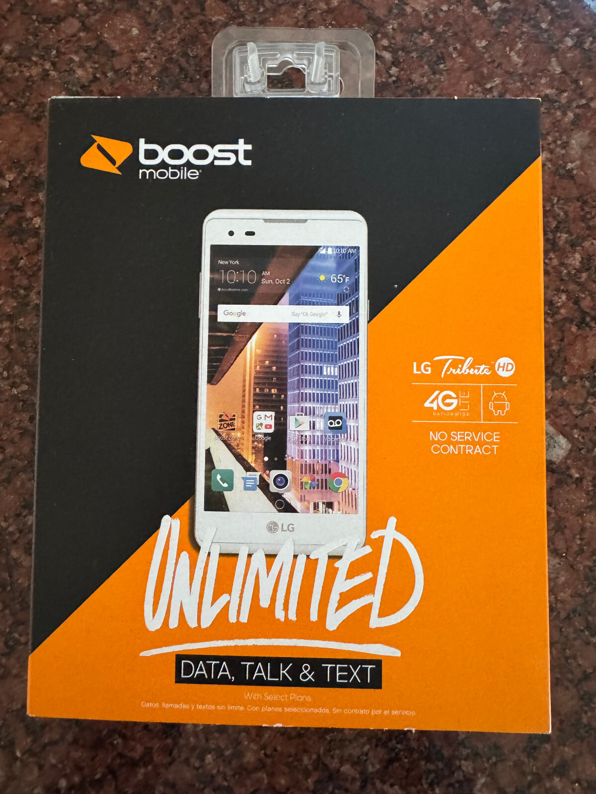 New Sealed LG Tribute HD White 16GB Boost Mobile 4G LTE