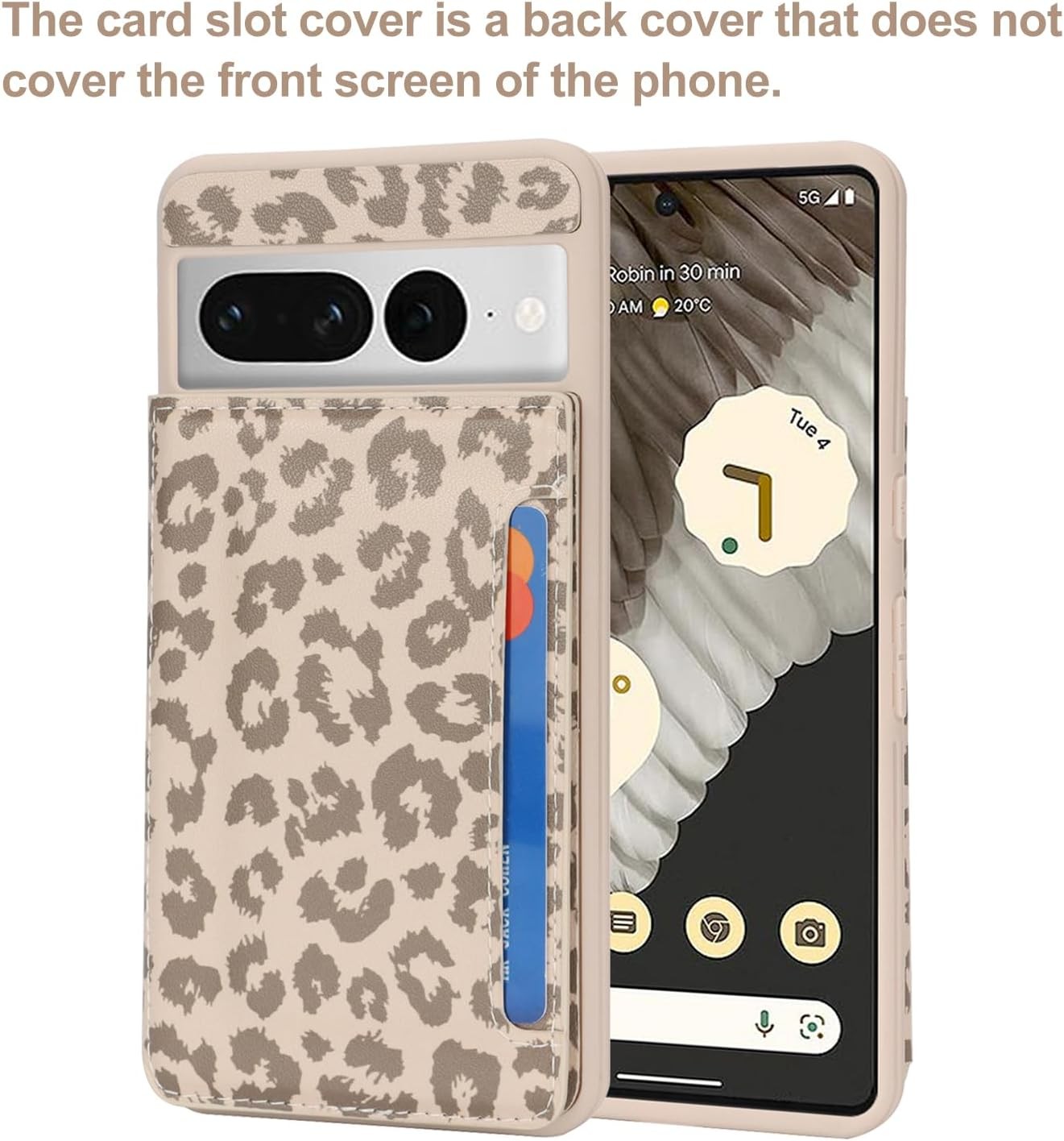 Google Pixel 7 Pro Case with Card Holder, Wallet Phone Case for Women Men (Beige