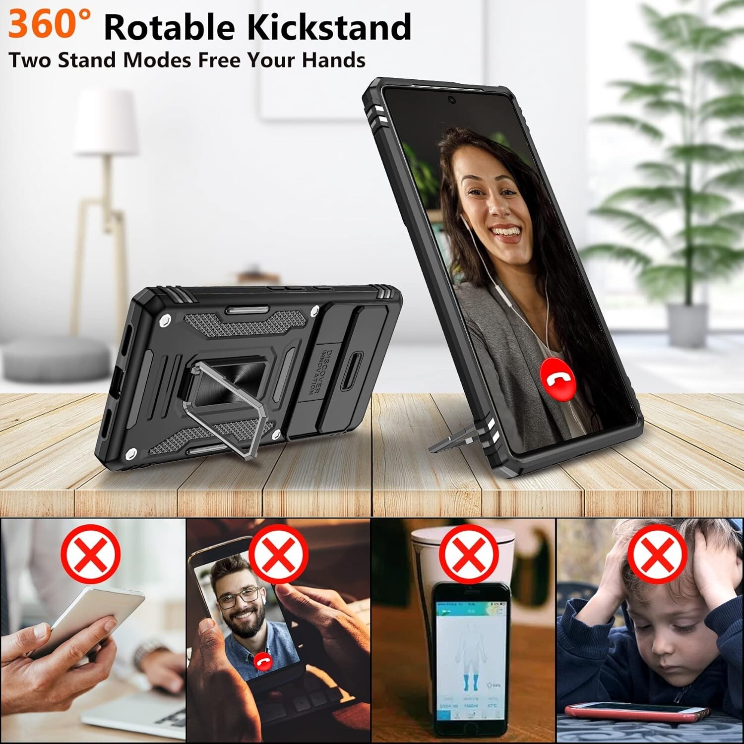 For Google Pixel 7 Pro Case With HD Screen Protector & Military Grade Kickstand