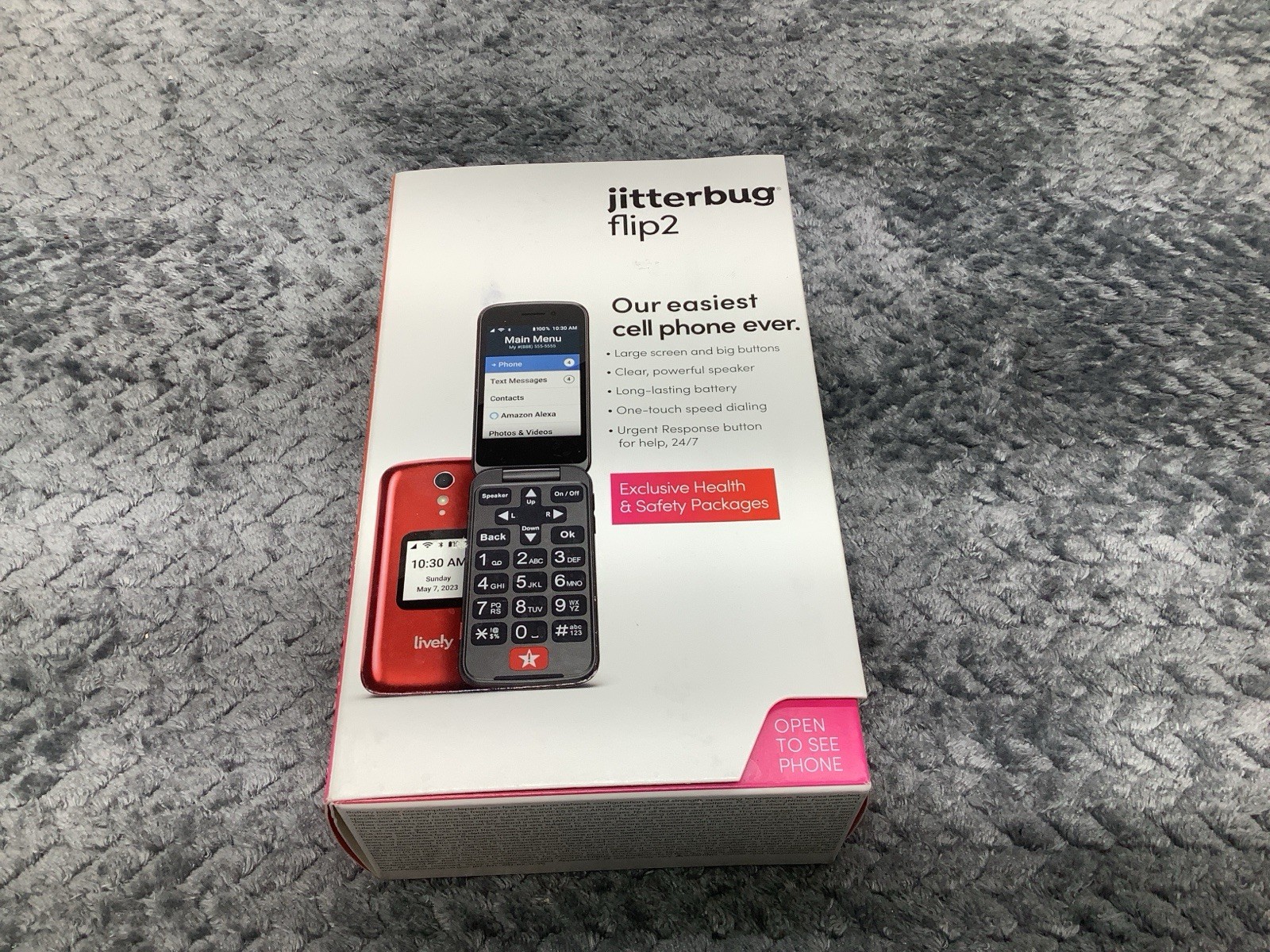 NEW Sealed Jitterbug Flip2 Cell Phone for Seniors Red – Large Screen – Lively