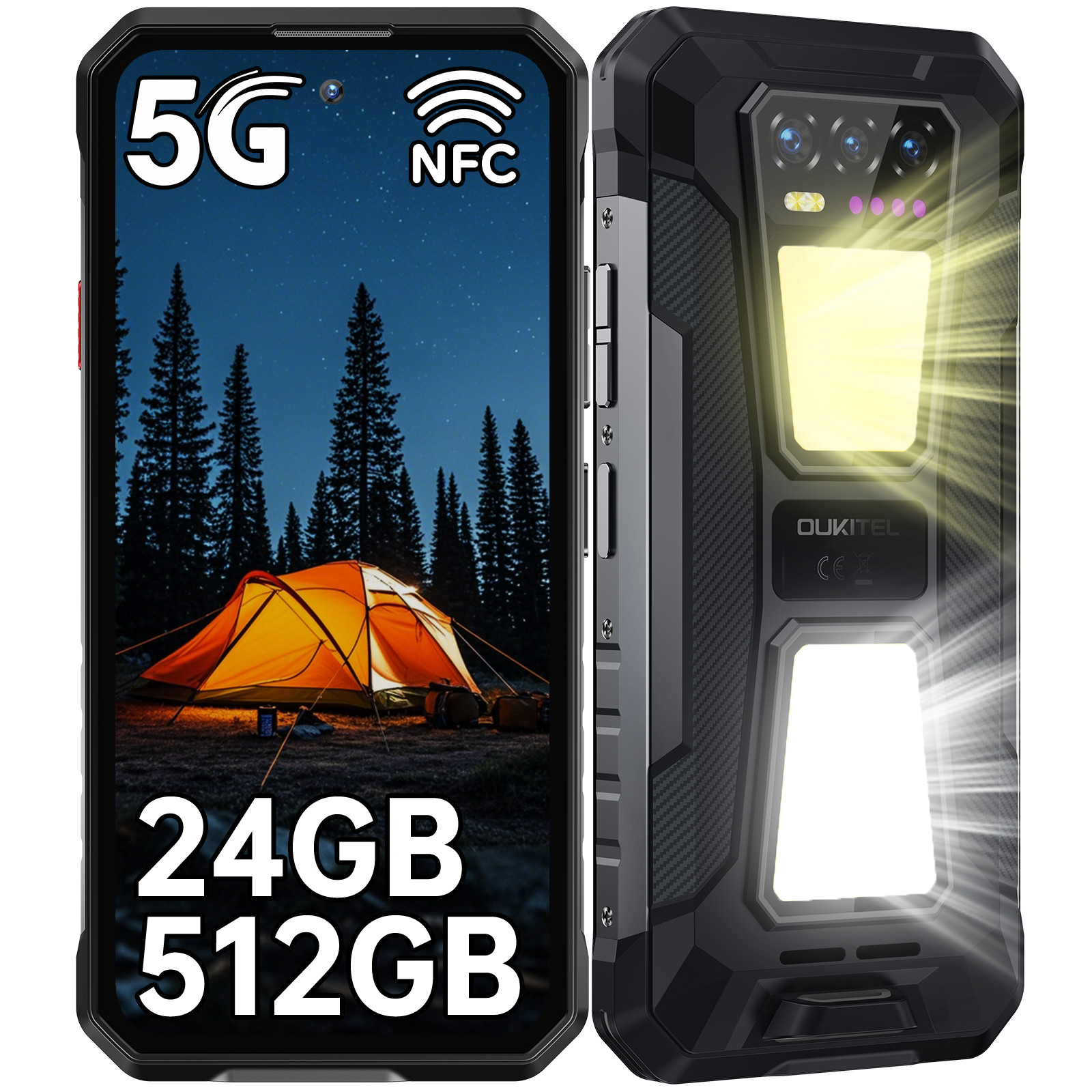 OUKITEL WP58 Pro 5G Rugged Smartphone Android 15 512GB 10000mAh NFC GPS OTG