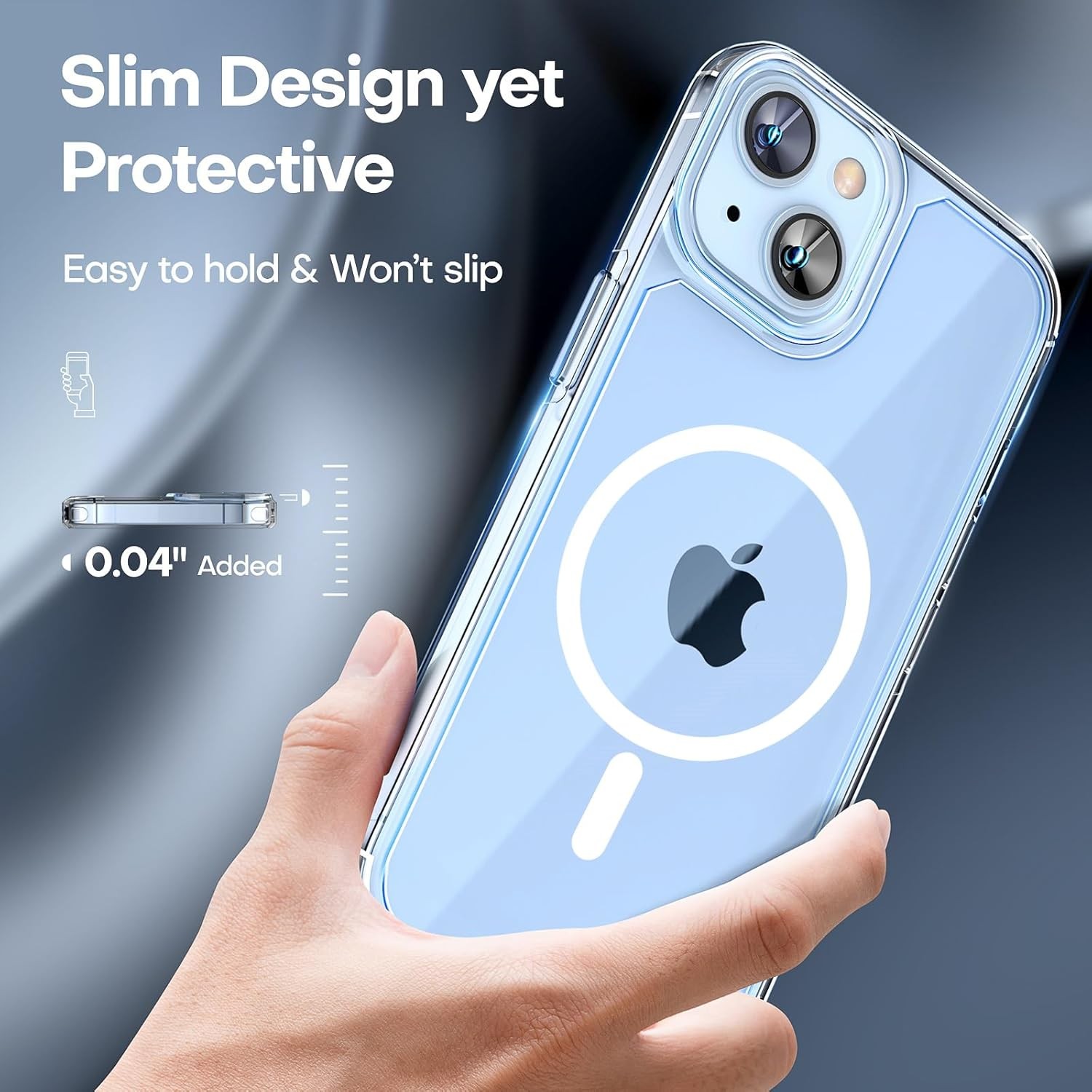 Magnetic Clear 2 in 1 Case for iPhone 14 Slim 6.1 Inch with Screen Protectors