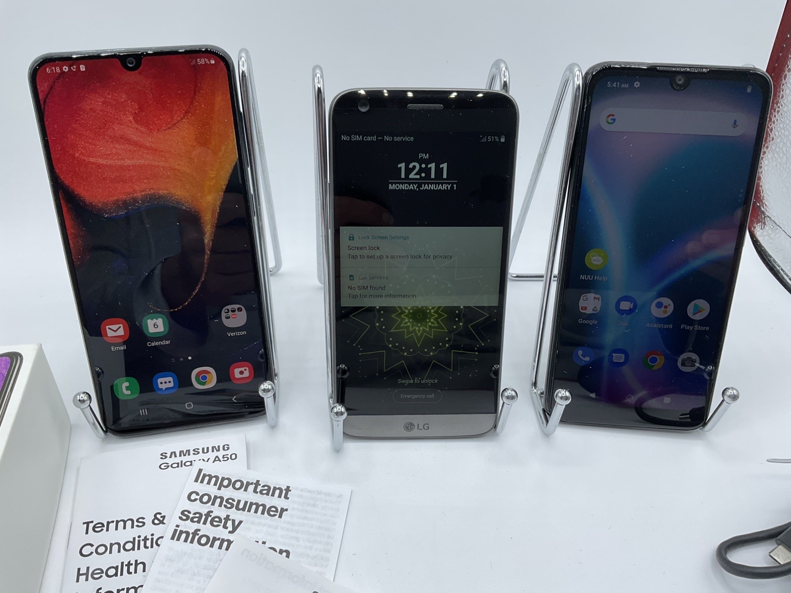 3~Smartphones~Samsung Galaxy A50~LG G5~NUU X6 Plus~Unlocked~GOOD CONDITION~