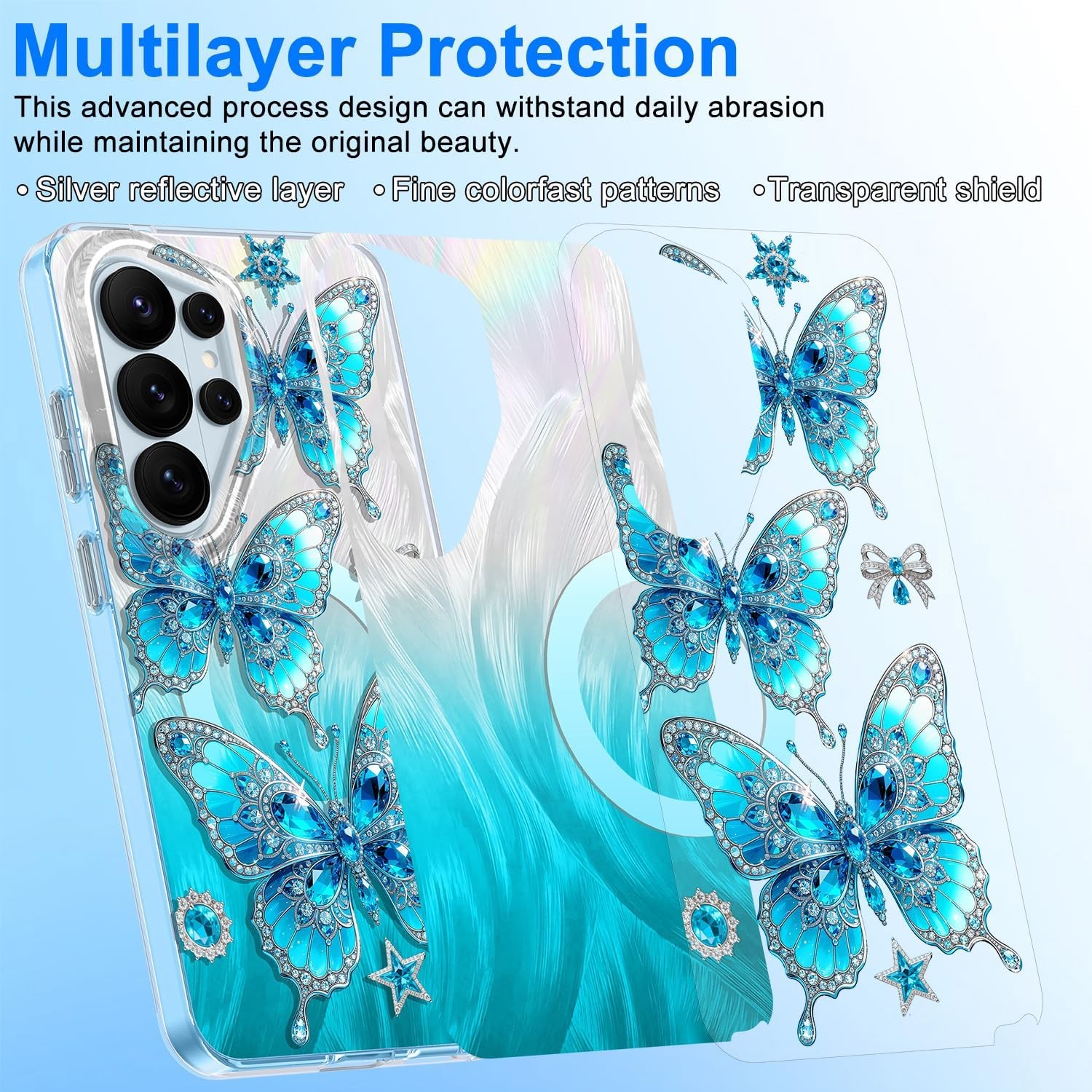 Case & Soft TPU Bumper for Samsung Galaxy S26 Ultra with Magnetic Ring Mist Blue