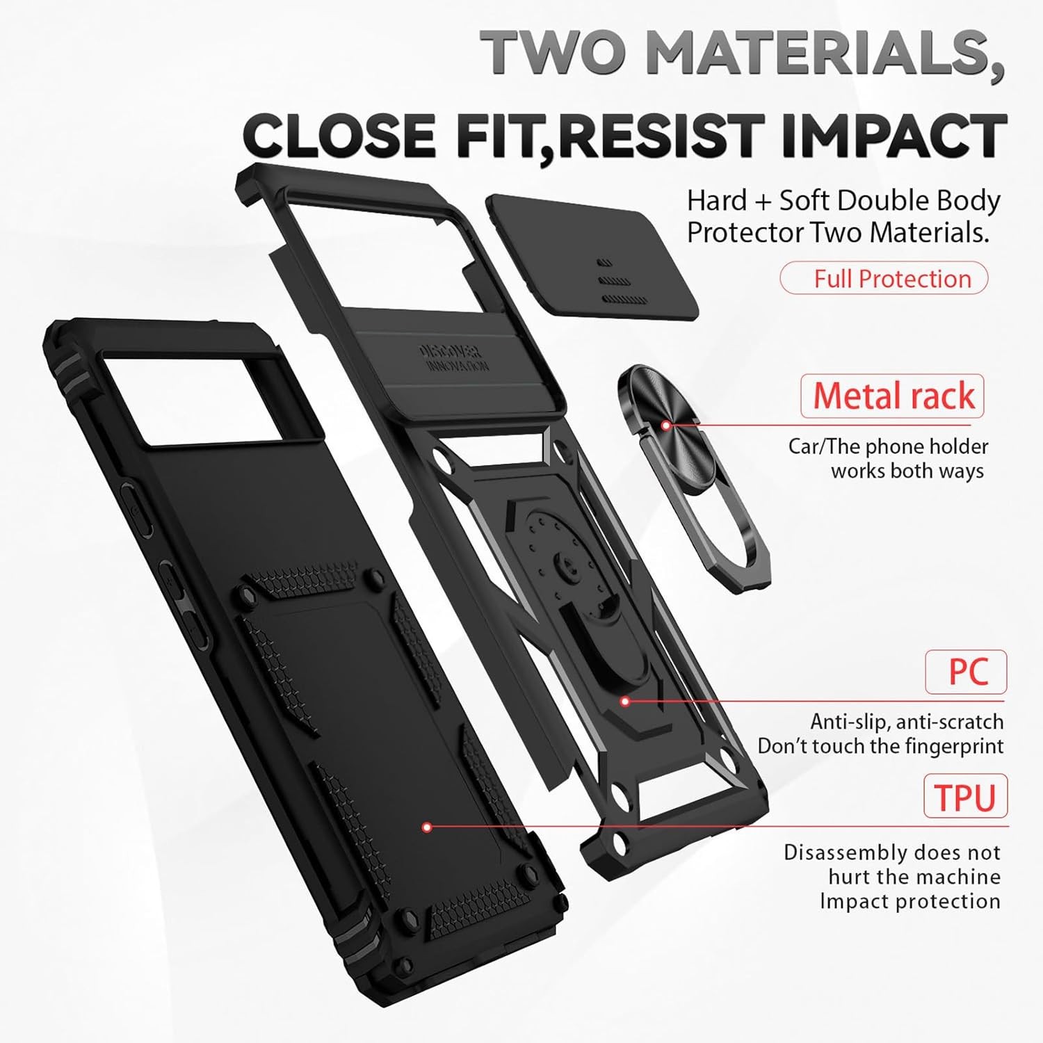 for Pixel 6 Case with Screen Protector: Military Grade 20ft. Drop Tested Ring Sh