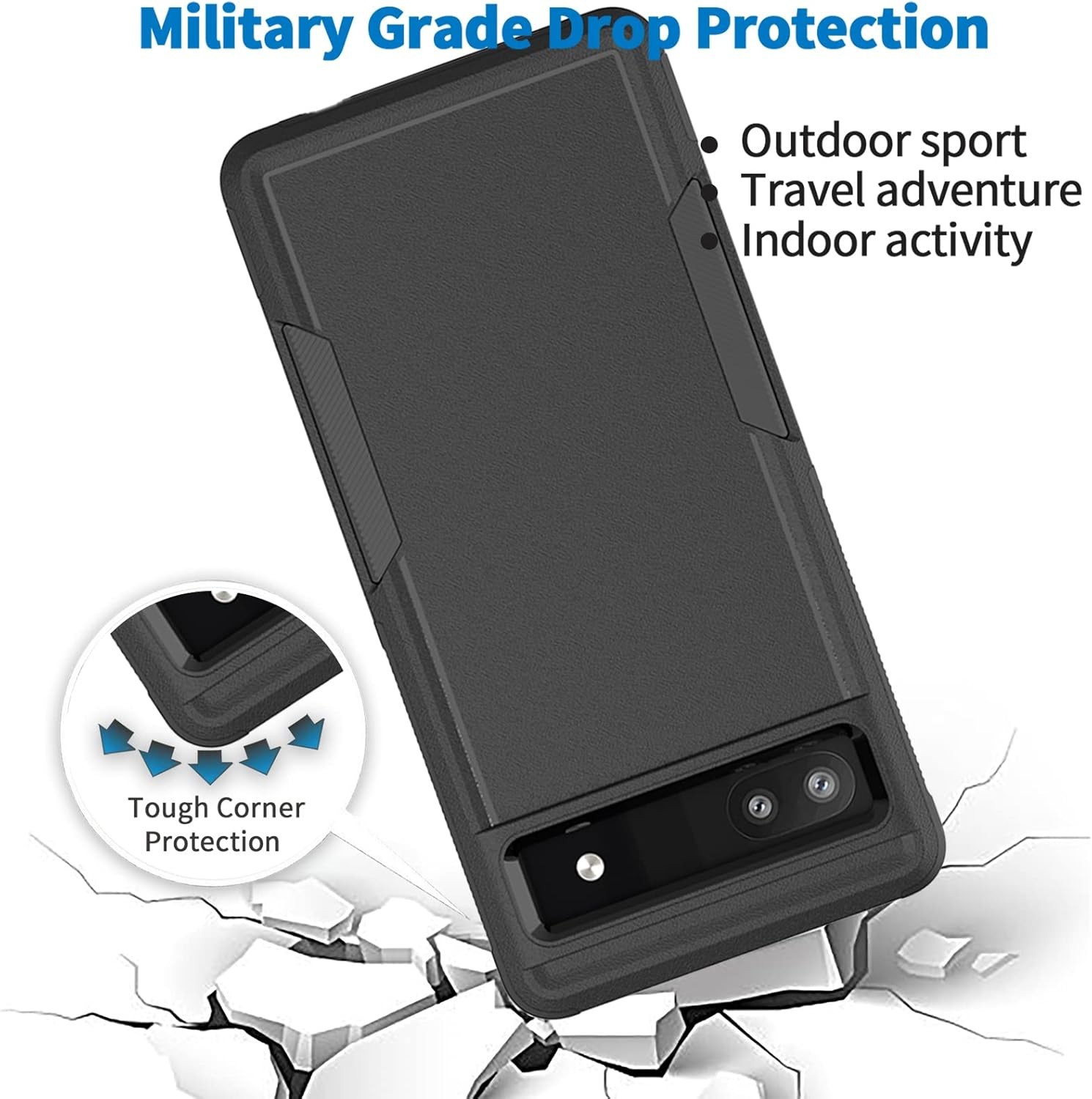 Case for Google Pixel 6A 5G, Shockproof Rugged Protective Commuter Phone Case