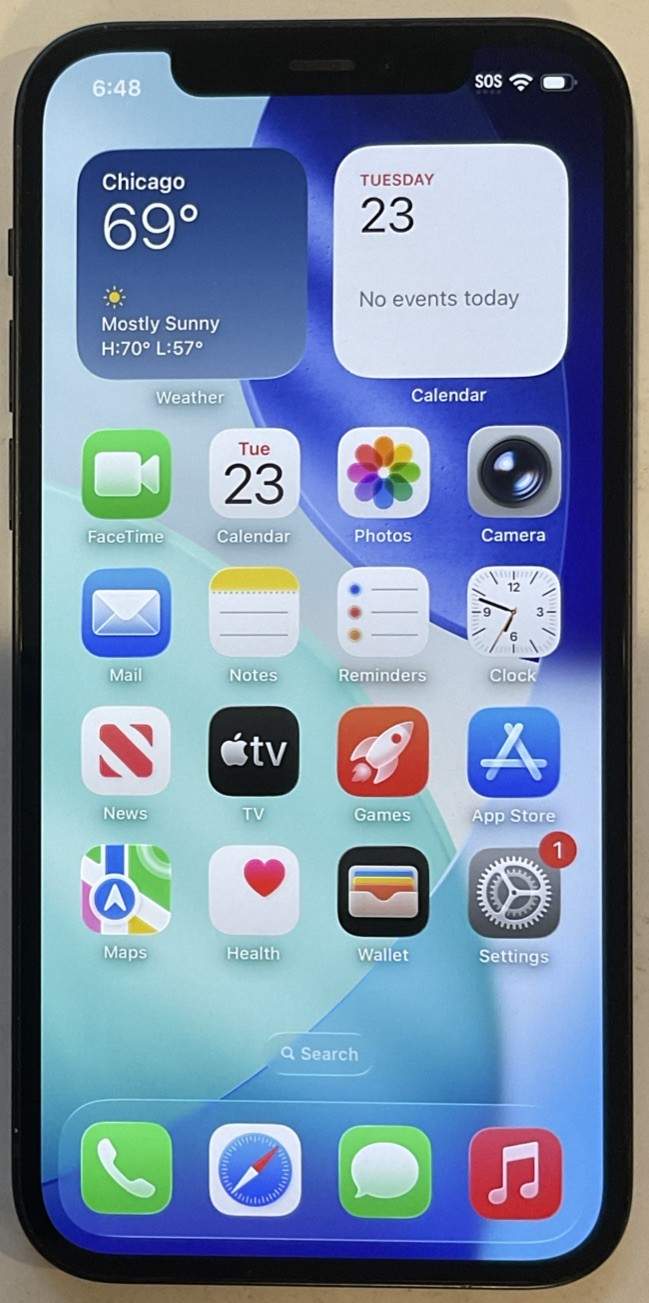 USED BLACK GSM UNLOCKED iPhone 12, 64GB A2172 MGF43LL/A WITH 86% BATTERY HEALTH