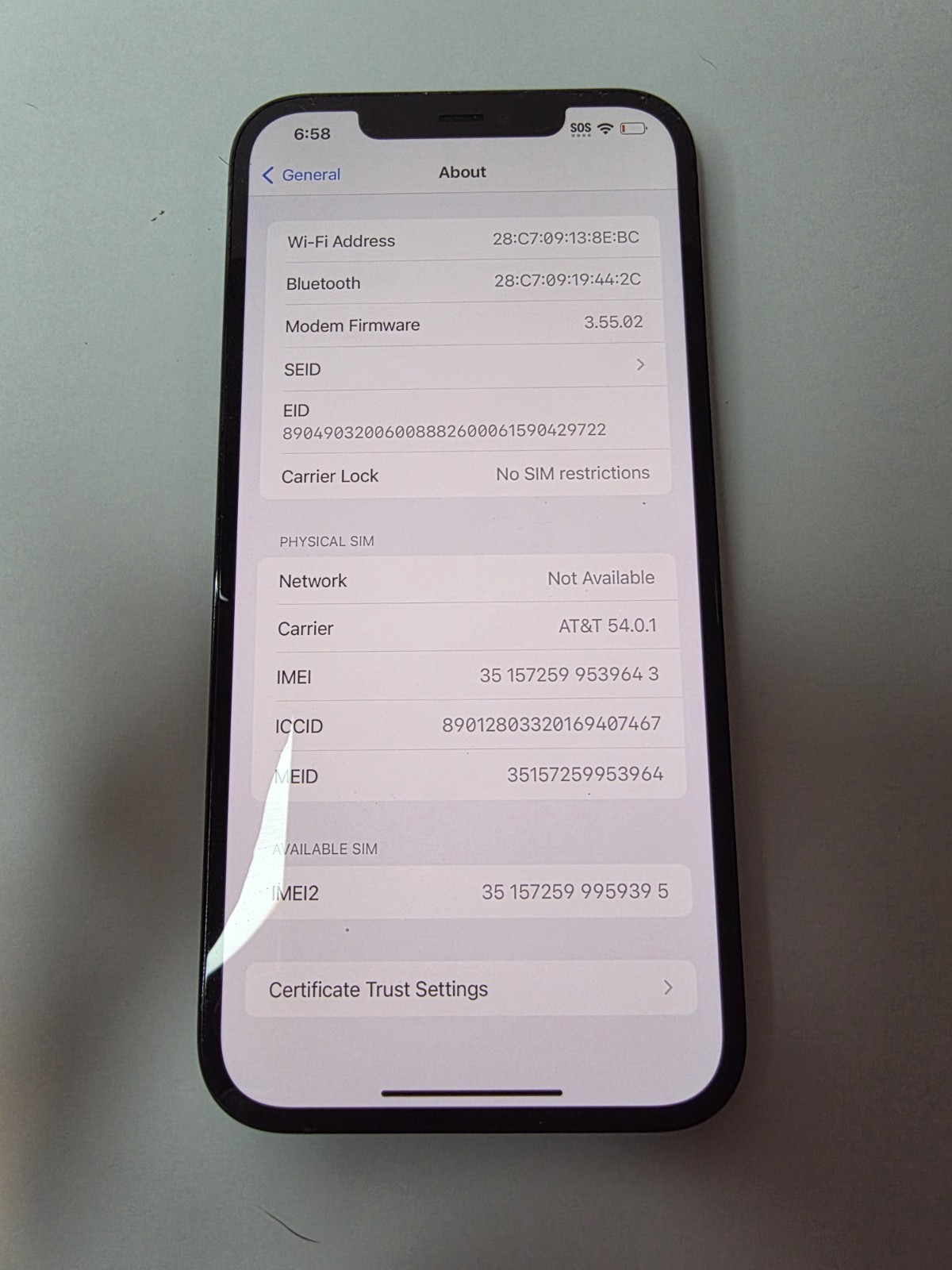 Apple iPhone 12 Pro Max 128 GB Pacific Blue AT&T Locked Excellent Cond 92% Batte