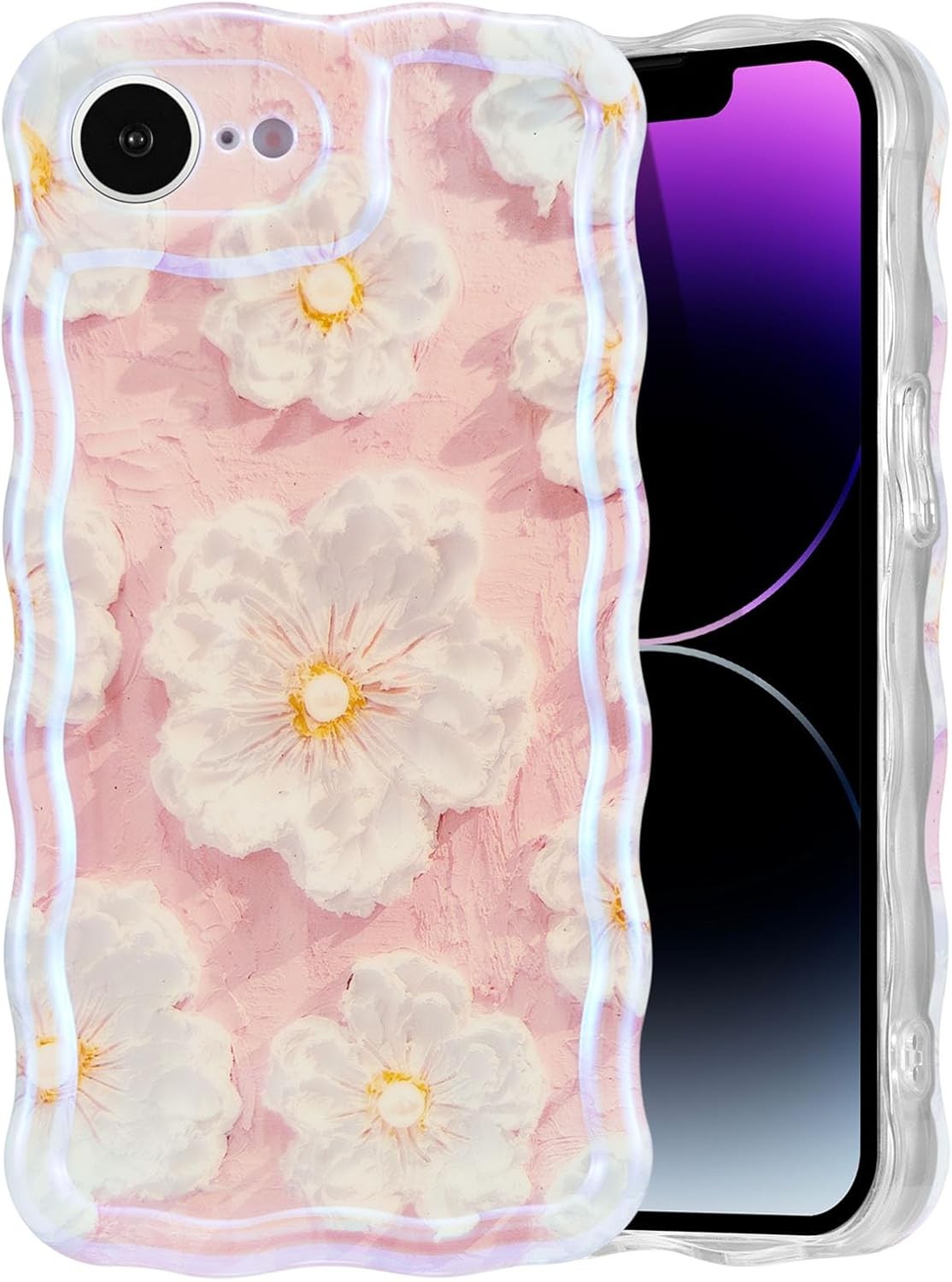 Case for iPhone 17e/iPhone 16e, Colorful Retro Oil Painting Flower Glossy Patter
