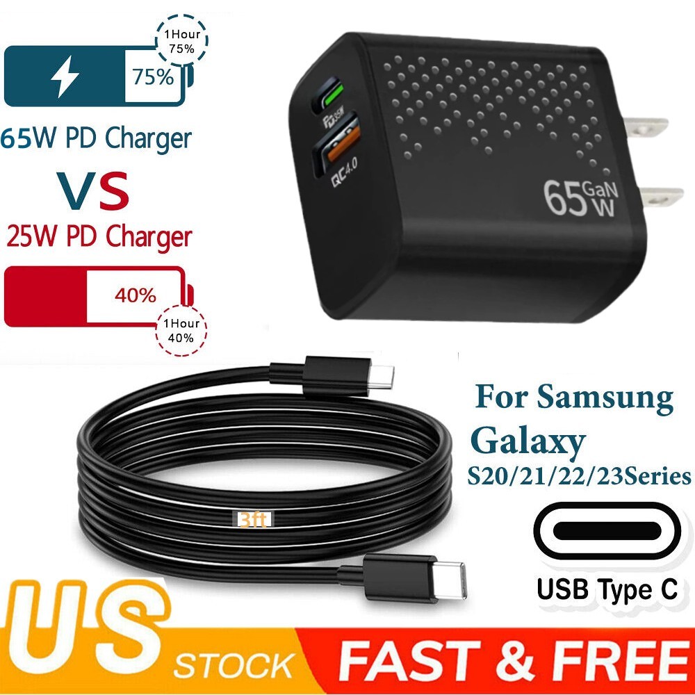 Super PD Power Adapter Duo Wall Charger+Cable For Samsung For Xiaomi Android