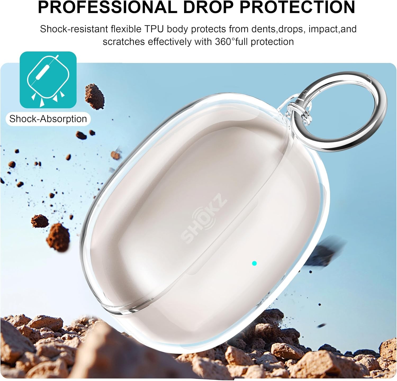 SHOKZ Open Dots One & Open Dots 2 Case Clear, Shockproof Soft TPU Cover