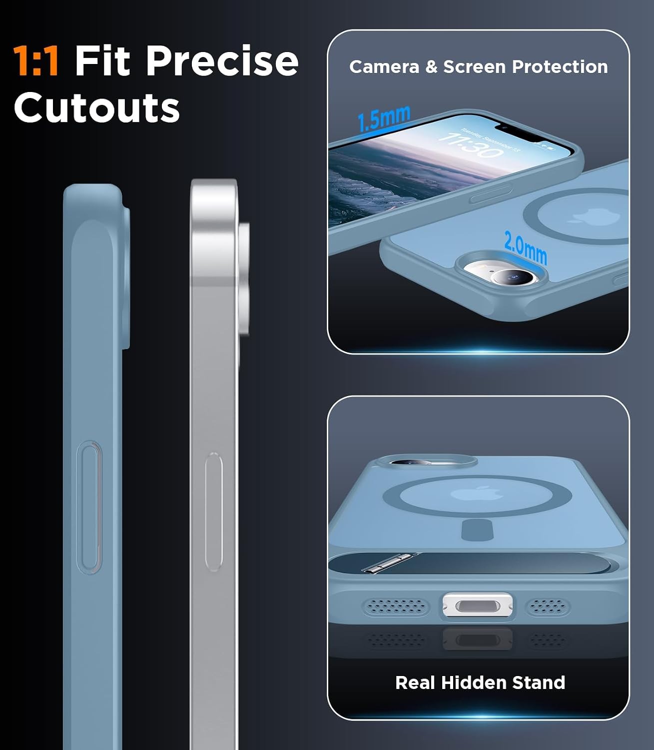 Magnetic Case for iPhone 17e & iPhone 16e, Built-in Invisible Kickstand, Slim Tr
