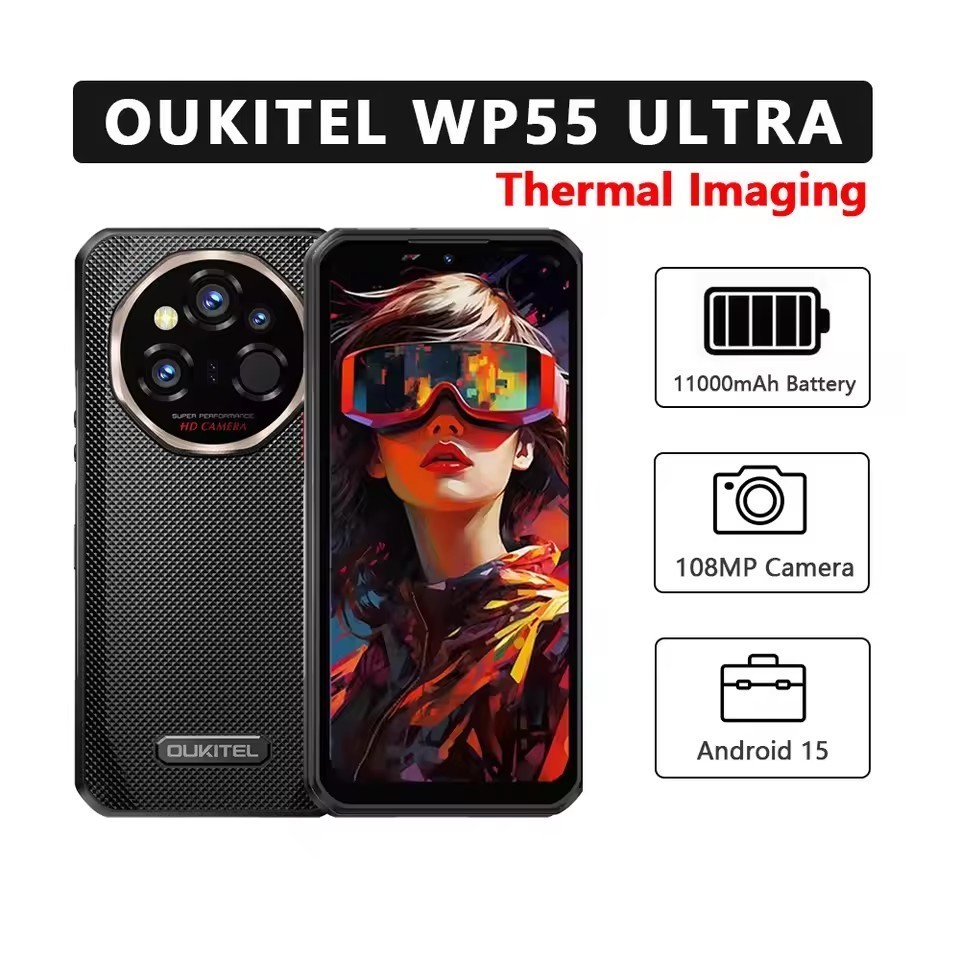 OUKITEL WP55 Ultra 5G Thermal Imaging Rugged Phone 48GB+512GB 11000mAh 108MP