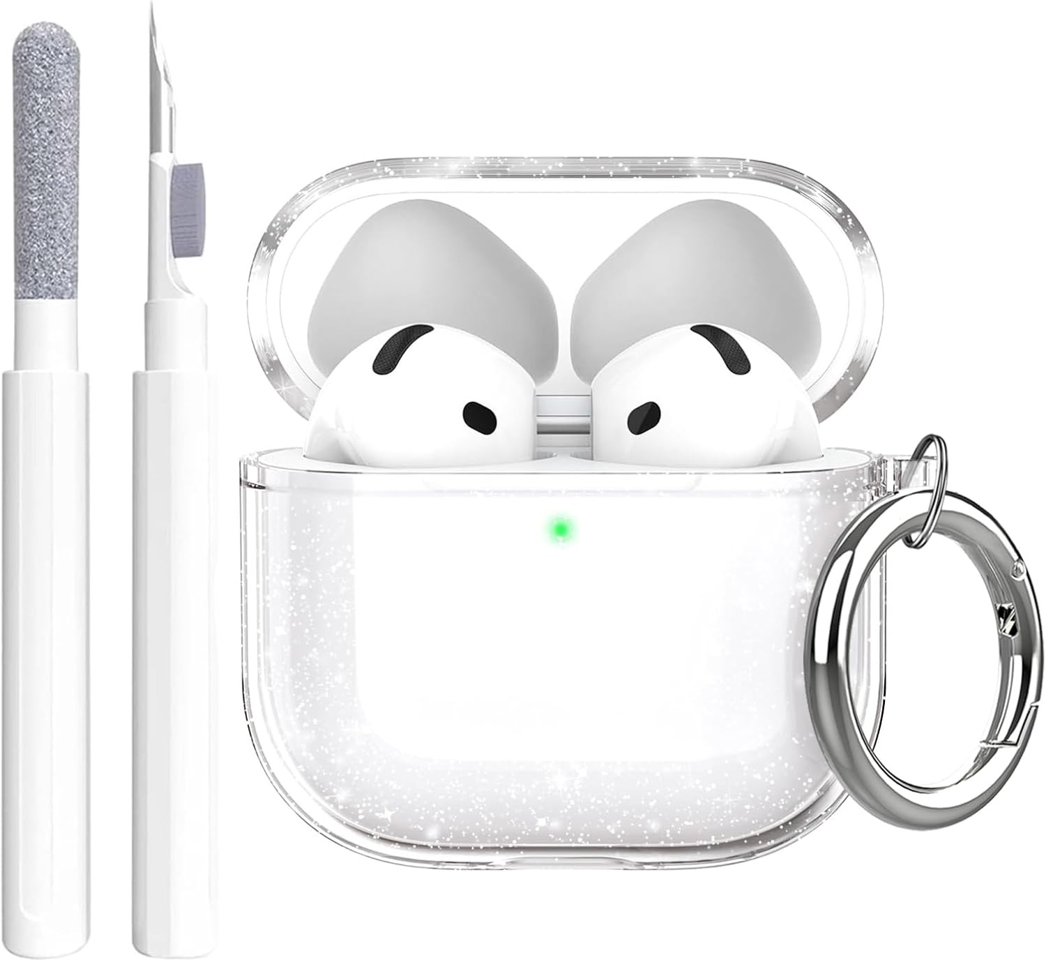 Clear Glitter Case for Airpods 4, Sparkle Bling Shockproof TPU Skin Cover 2024
