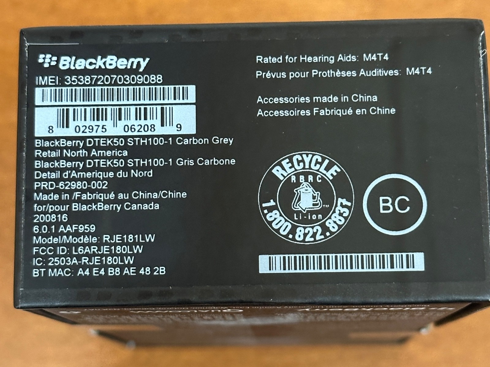 BlackBerry DTEK50 – 16GB – Black (GSM Unlocked) Brand New – SHT100-1