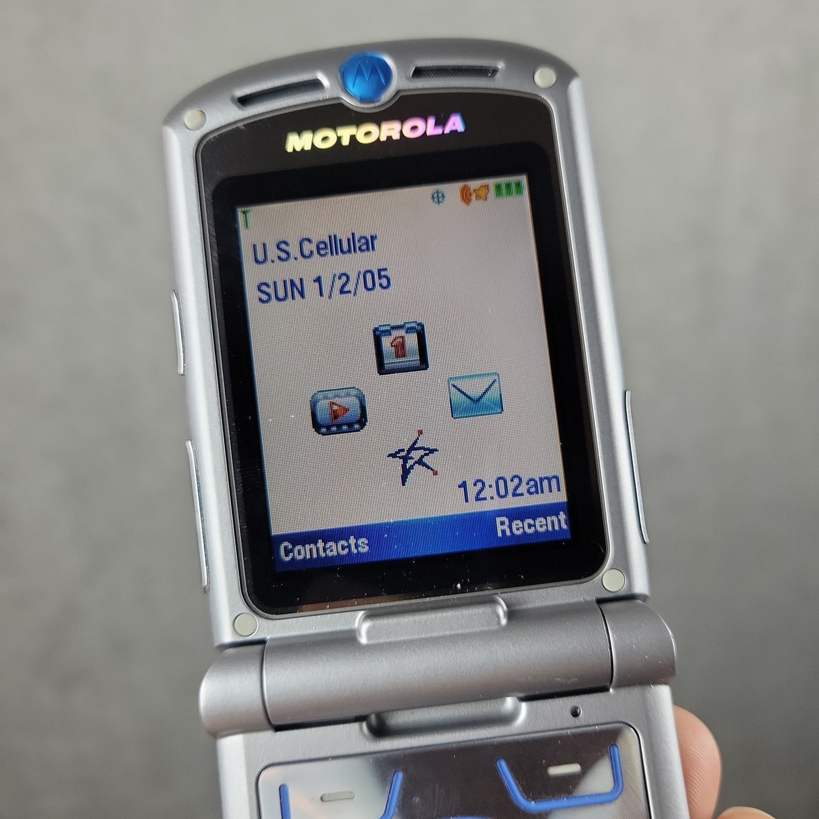 Motorola RAZR V3m Gray U.S. Cellular Flip Phone Rare Works Tested Batt Included